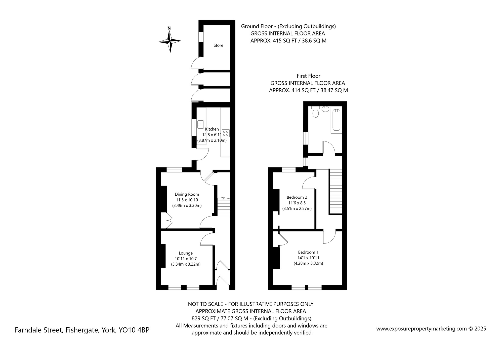 Floorplan of 2 bedroom Mid Terrace House for sale, Farndale Street, York, North Yorkshire, YO10