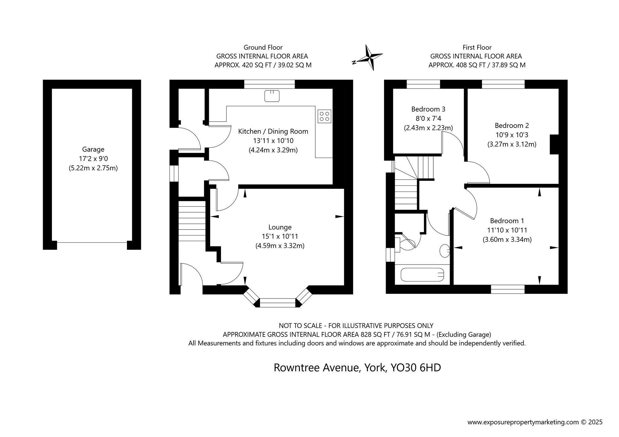 Floorplan of 3 bedroom End Terrace House for sale, Rowntree Avenue, York, North Yorkshire, YO30