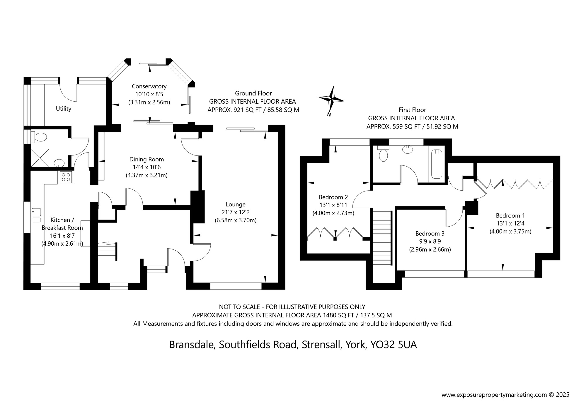 Floorplan of 3 bedroom Detached House for sale, Southfields Road, Strensall, North Yorkshire, YO32