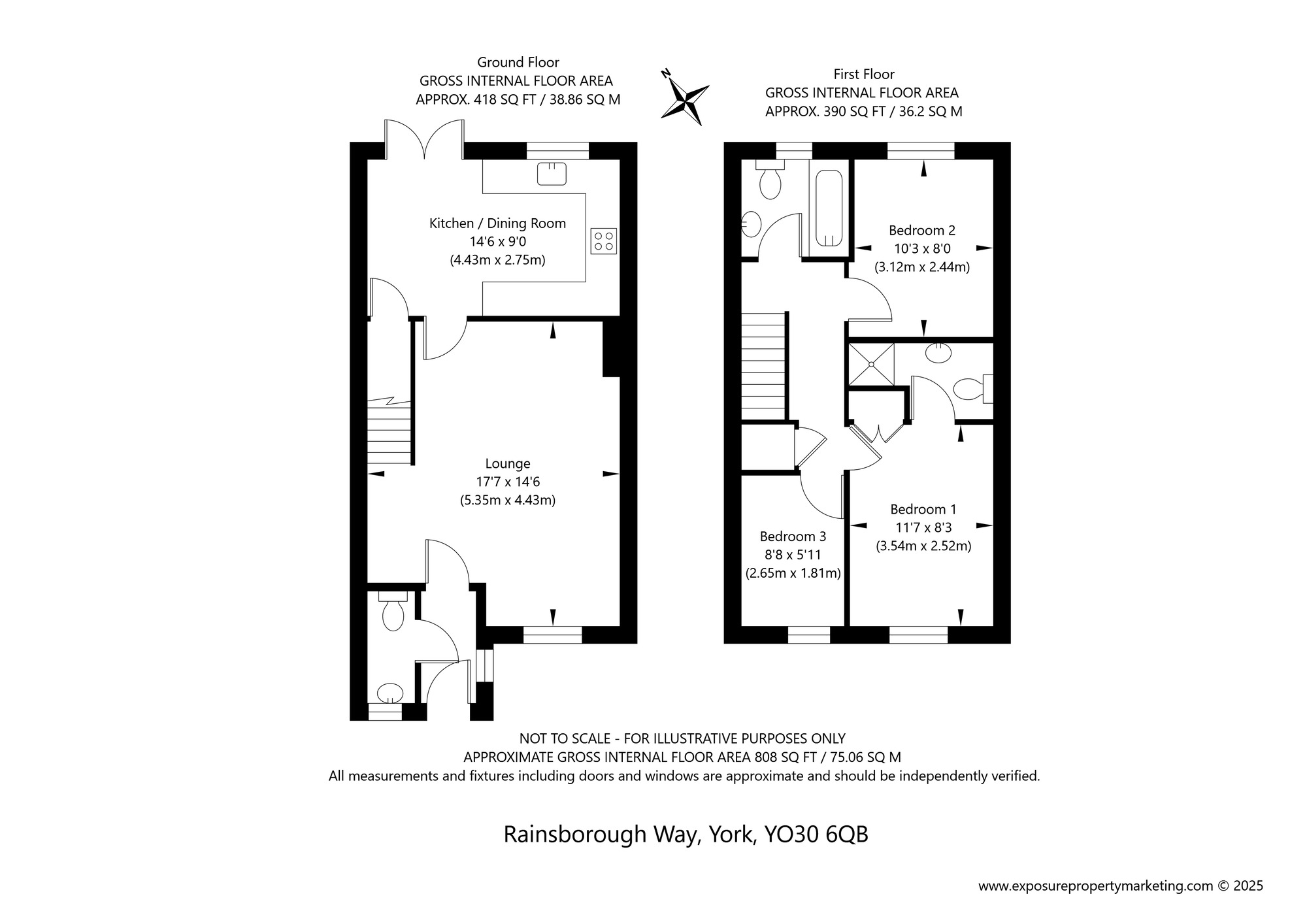 Floorplan of 3 bedroom Mid Terrace House for sale, Rainsborough Way, York, North Yorkshire, YO30