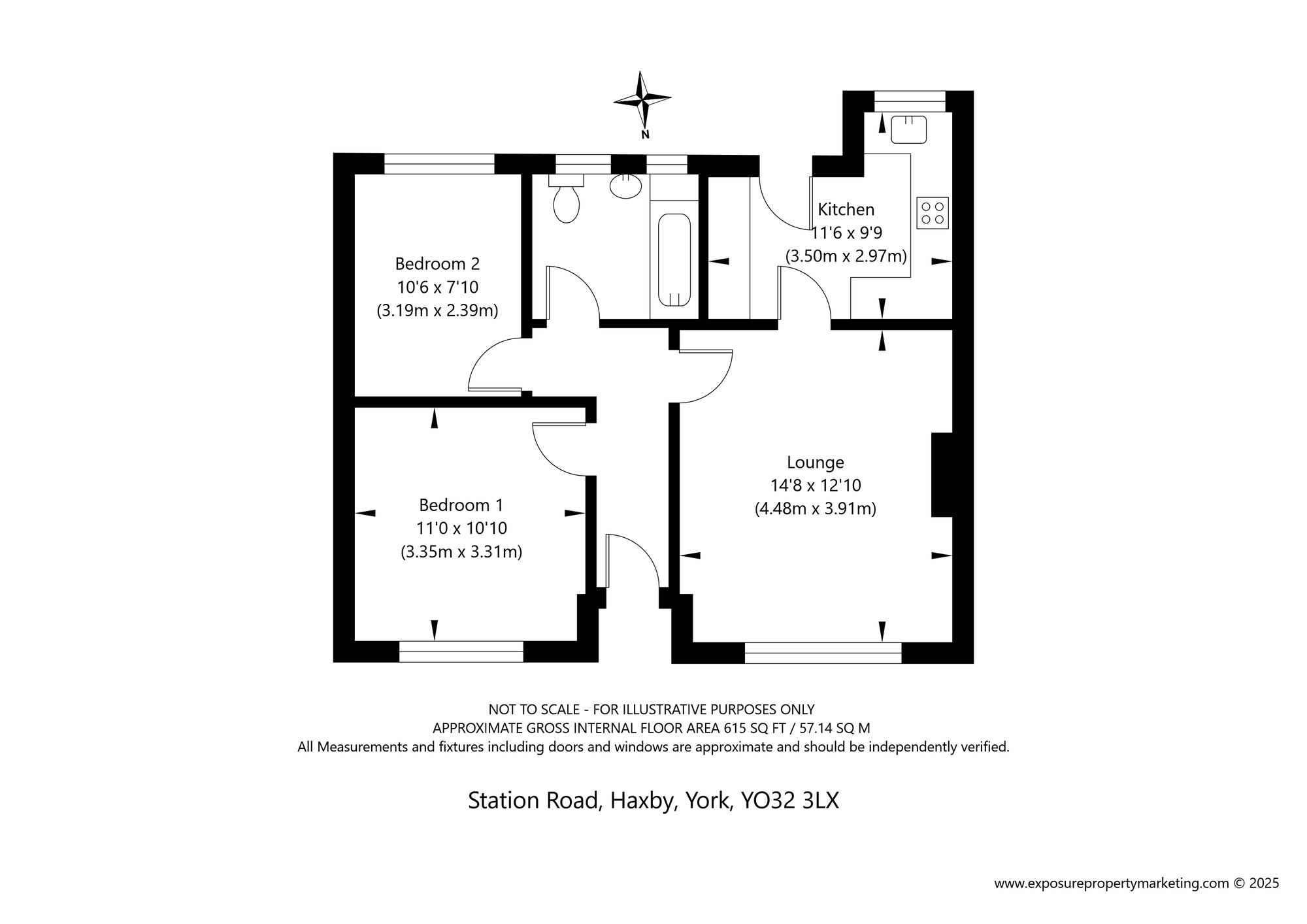 Floorplan of 2 bedroom Semi Detached Bungalow for sale, Station Road, Haxby, North Yorkshire, YO32