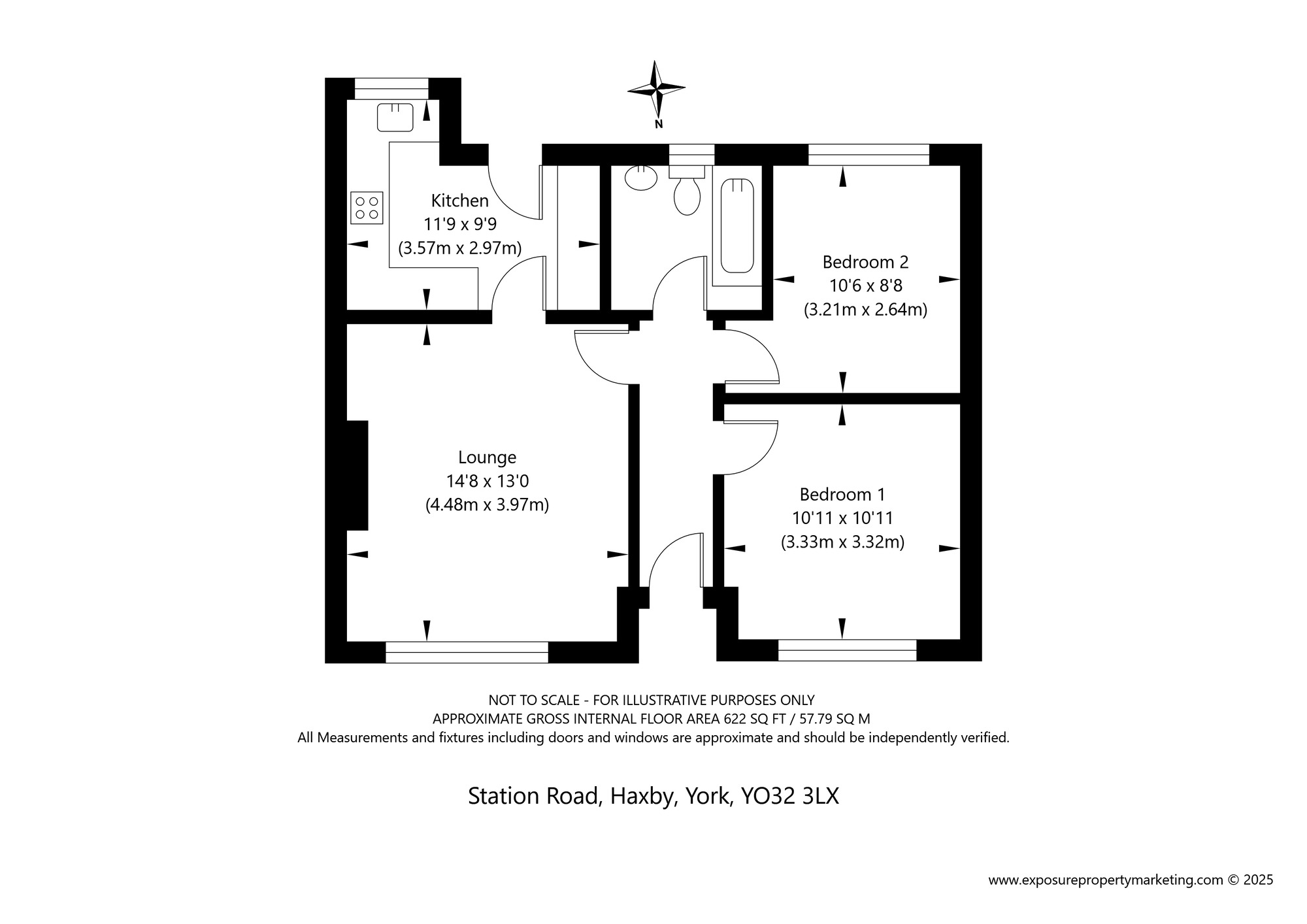 Floorplan of 2 bedroom Semi Detached Bungalow for sale, Station Road, Haxby, North Yorkshire, YO32