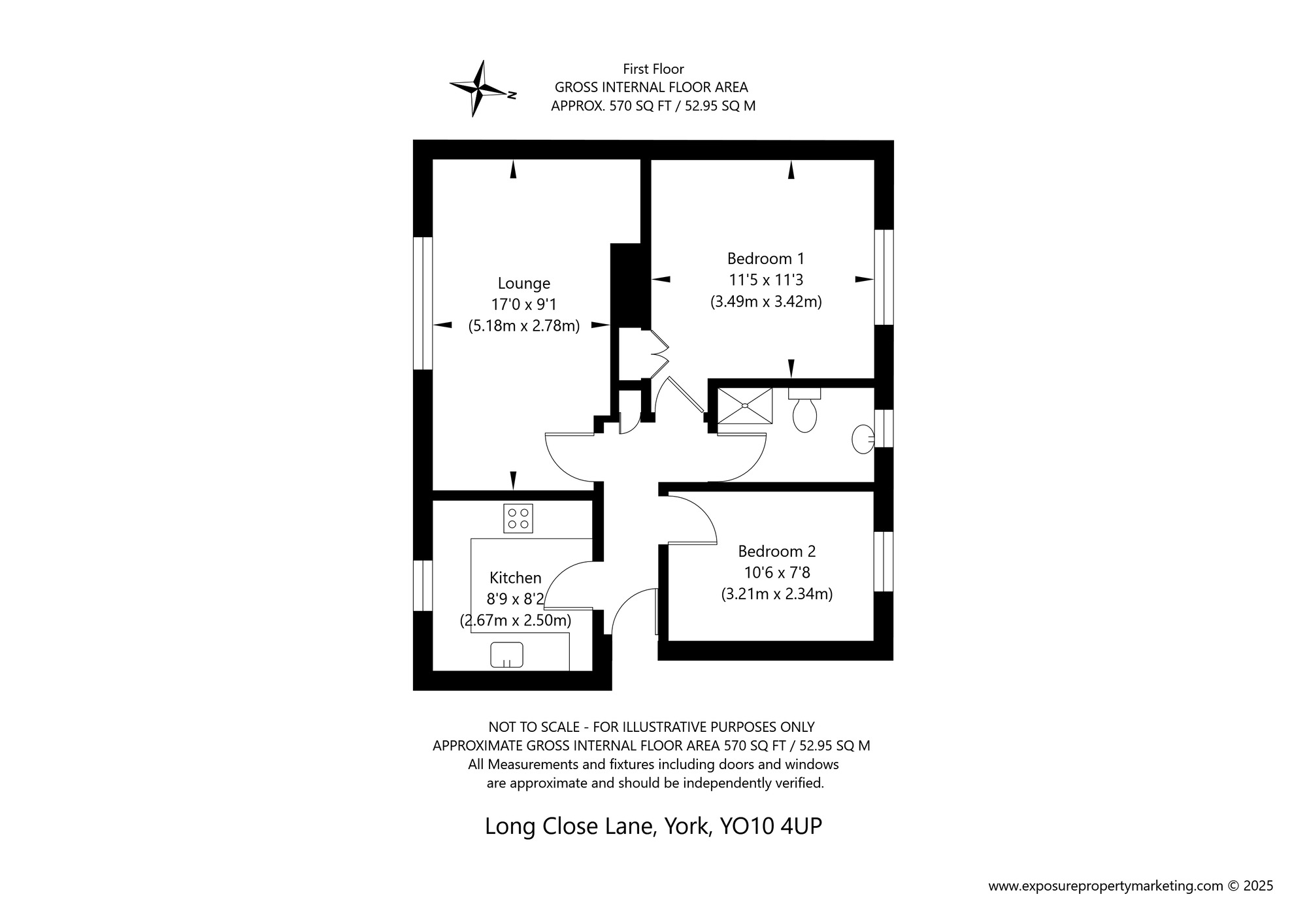 Floorplan of 2 bedroom  Flat for sale, Long Close Lane, York, North Yorkshire, YO10