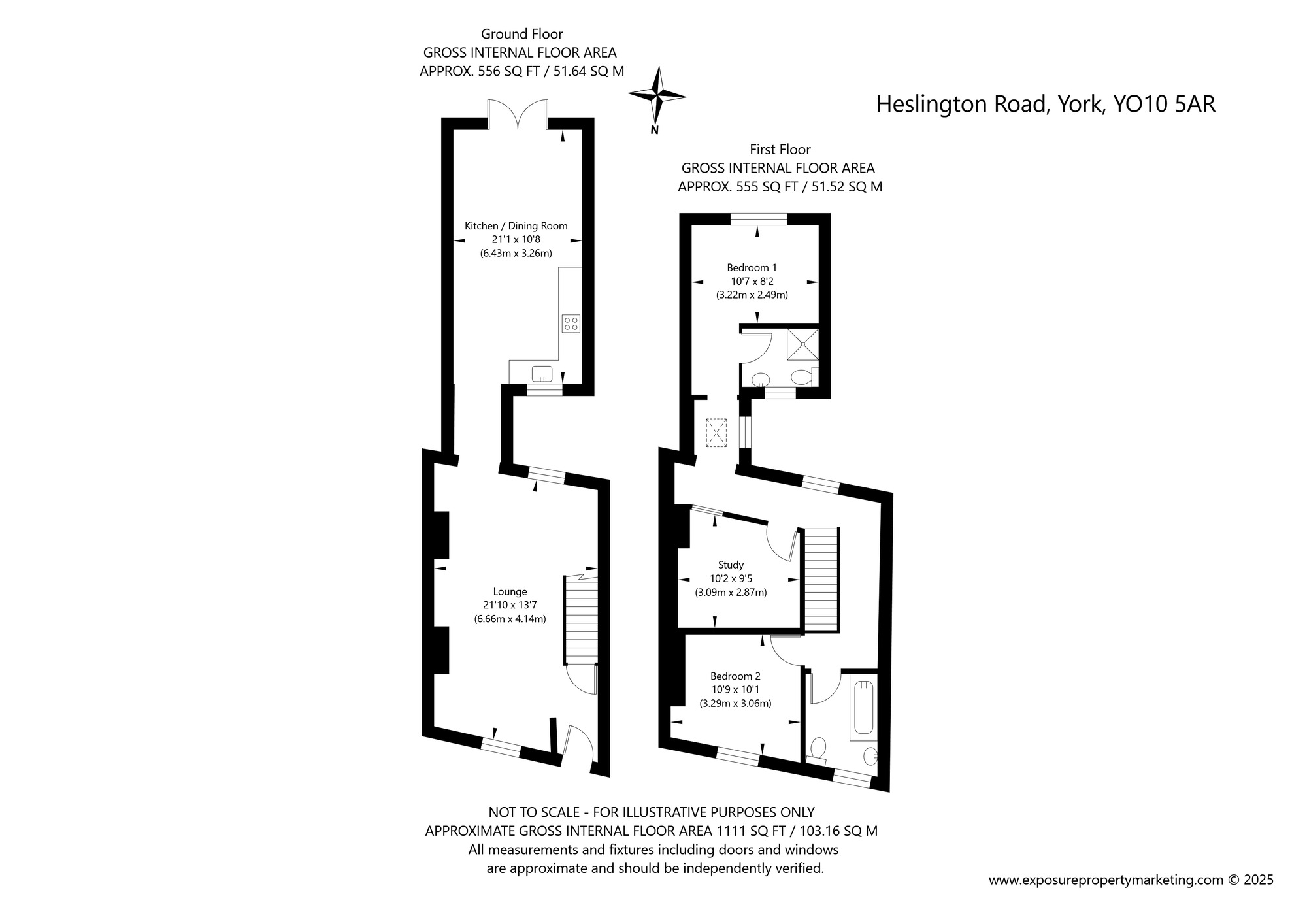 Floorplan of 2 bedroom Mid Terrace House for sale, Heslington Road, York, North Yorkshire, YO10