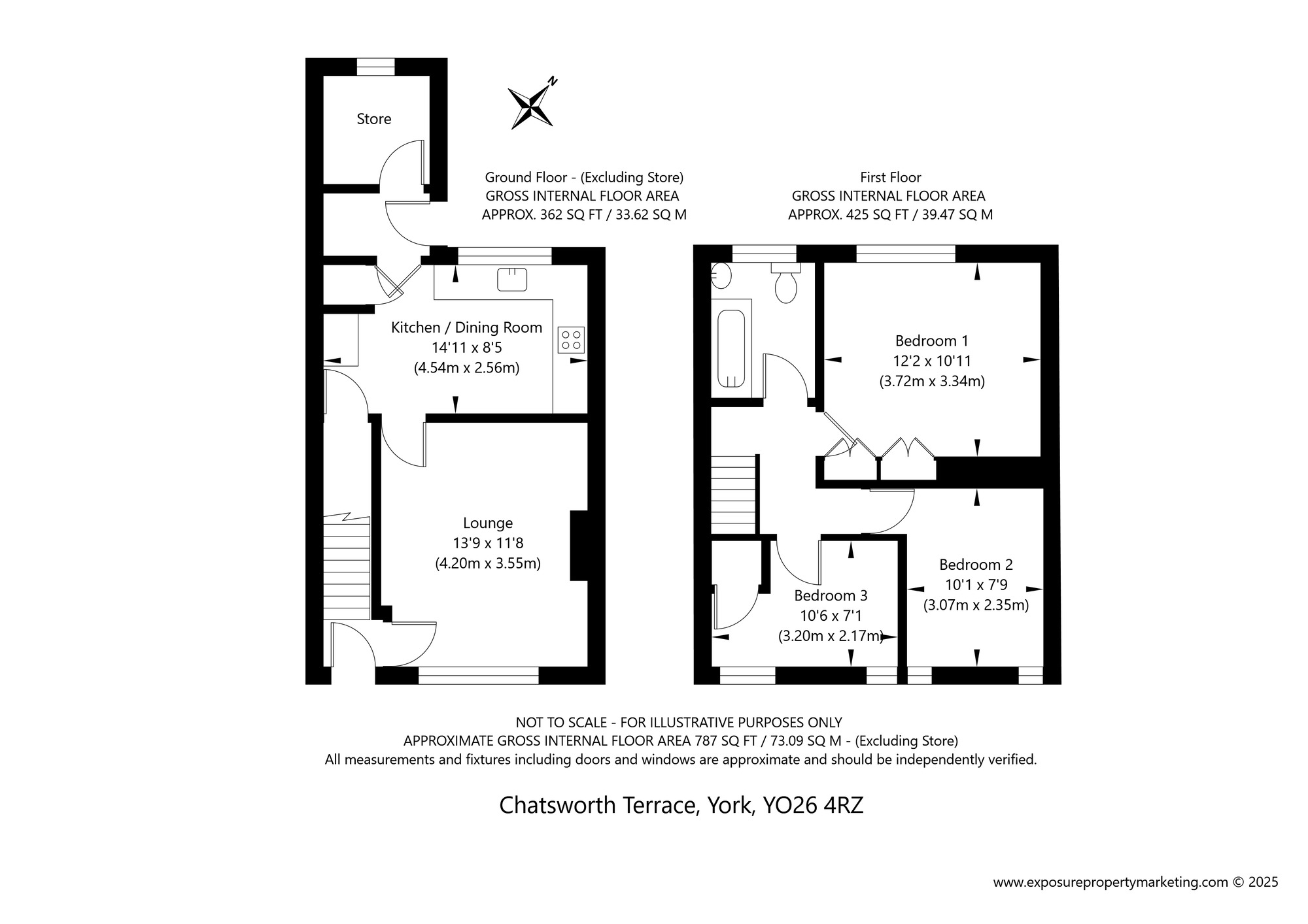 Floorplan of 3 bedroom Mid Terrace House for sale, Chatsworth Terrace, North Yorkshire, YO26