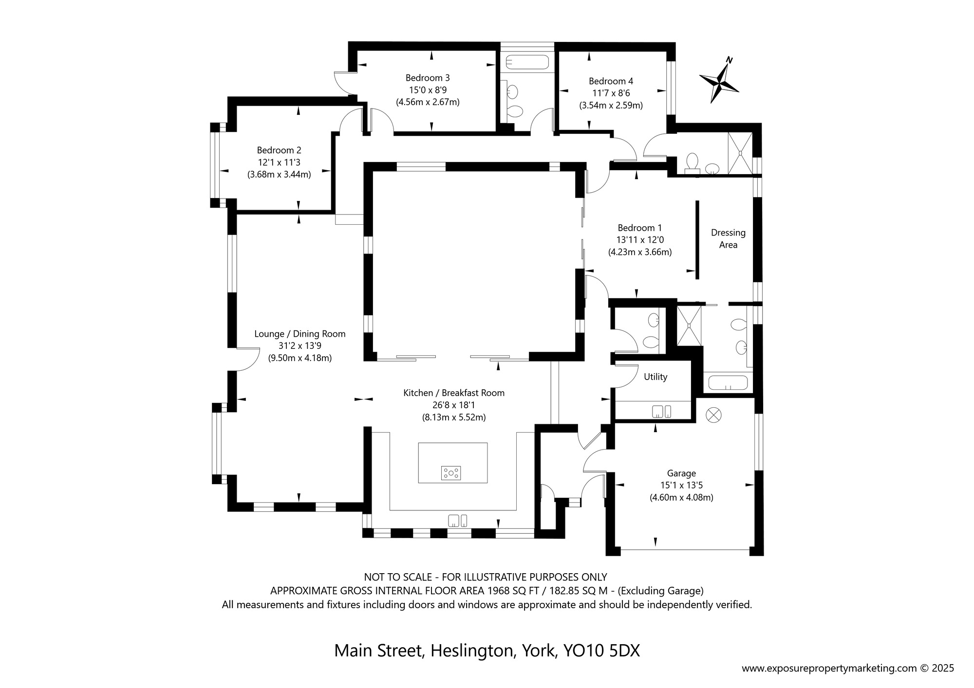 Floorplan of 4 bedroom Detached Bungalow for sale, Heslington, York, North Yorkshire, YO10