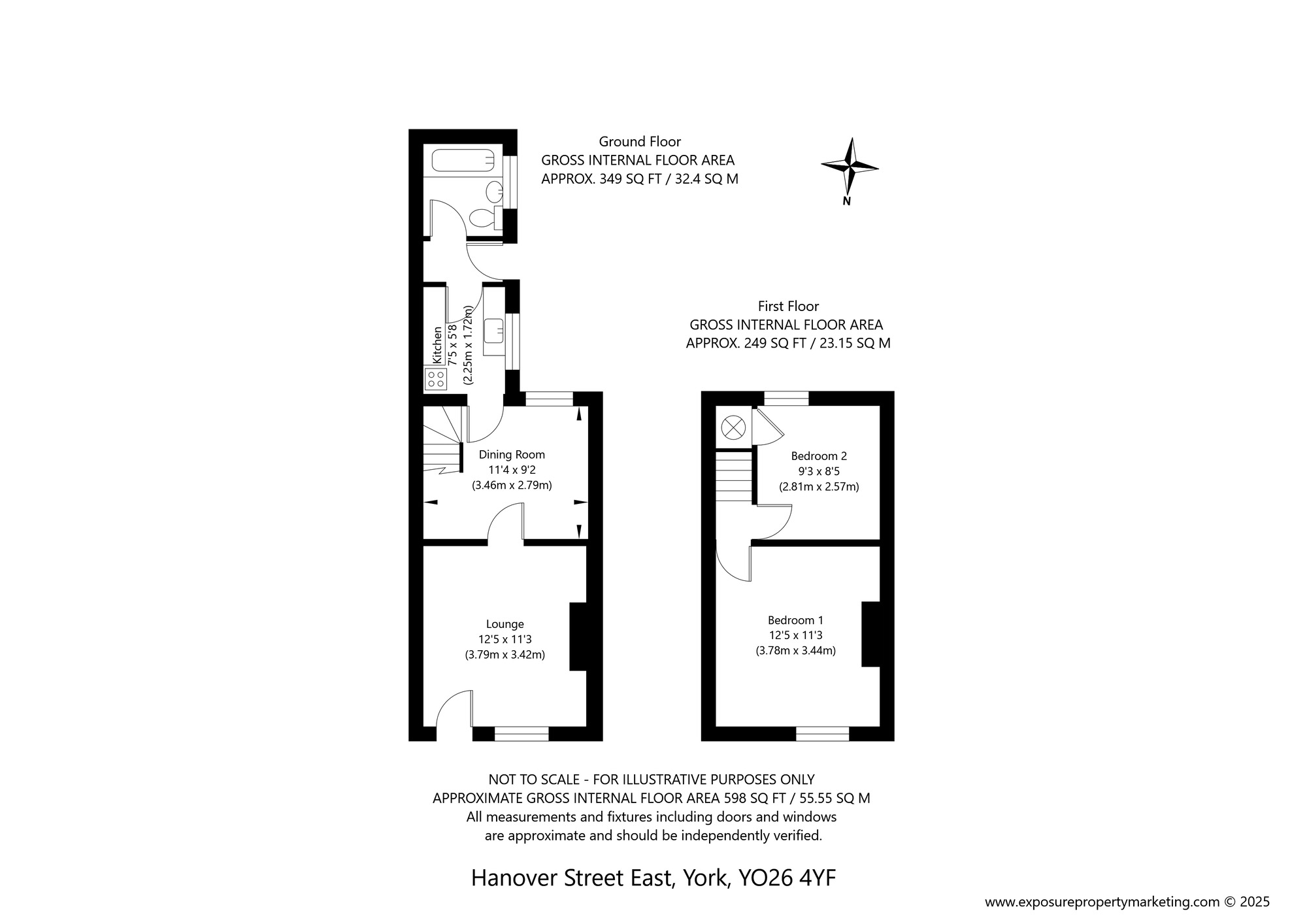 Floorplan of 2 bedroom Mid Terrace House for sale, Hanover Street East, York, North Yorkshire, YO26