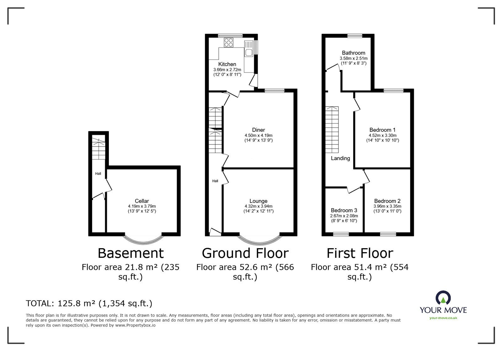 Floorplan of 3 bedroom Mid Terrace House for sale, Ainsworth Road, Radcliffe, Greater Manchester, M26