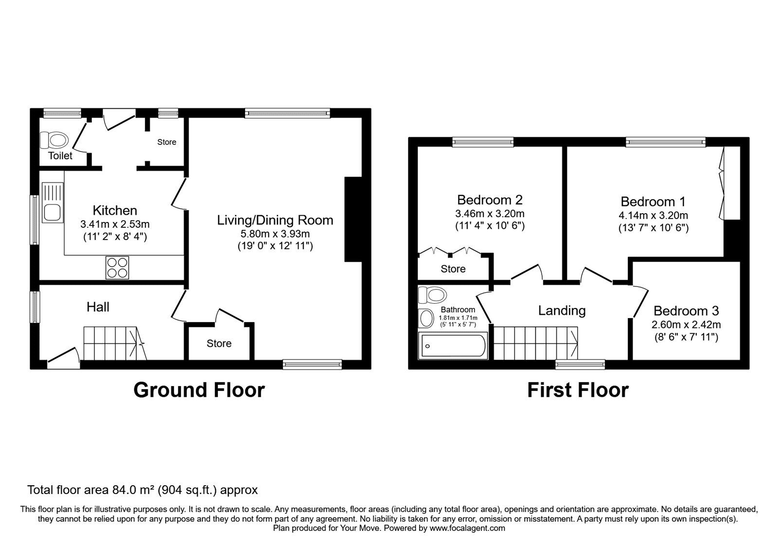 Floorplan of 3 bedroom Semi Detached House for sale, Woodley Avenue, Radcliffe, Greater Manchester, M26