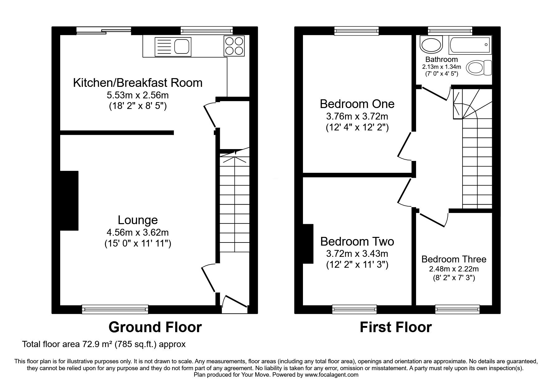 Floorplan of 3 bedroom Mid Terrace House for sale, Stirling Grove, Whitefield, Greater Manchester, M45