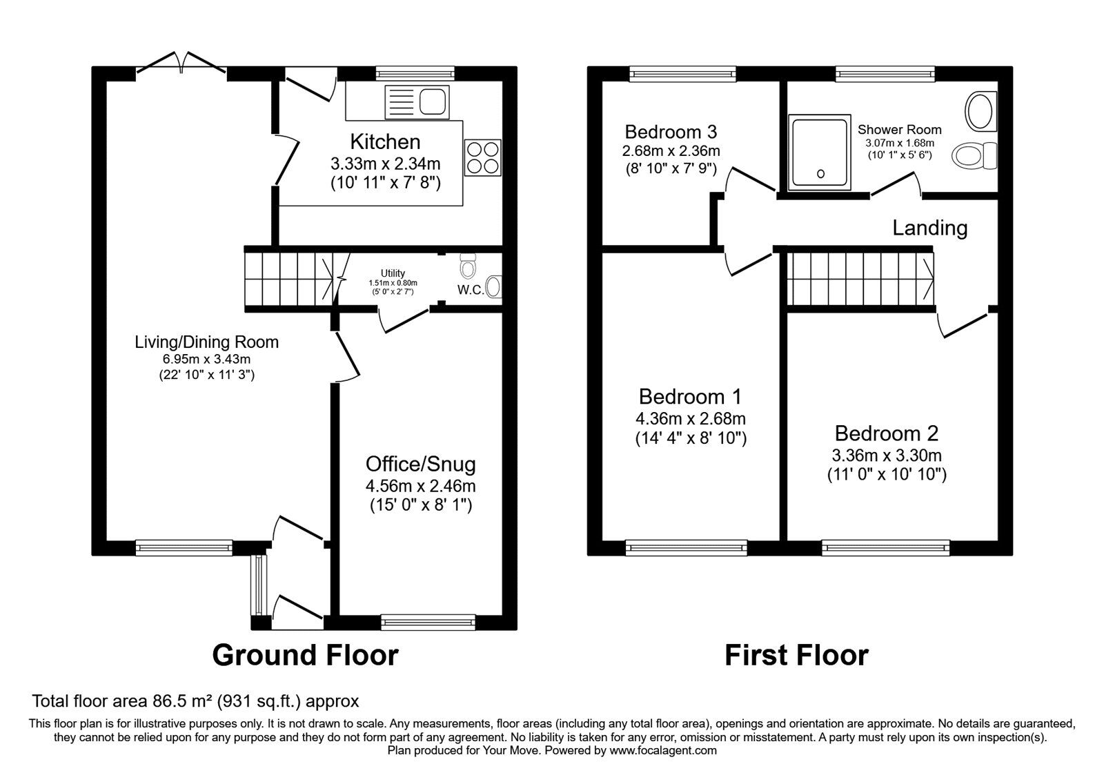 Floorplan of 3 bedroom Semi Detached House for sale, Seddon Gardens, Radcliffe, Greater Manchester, M26