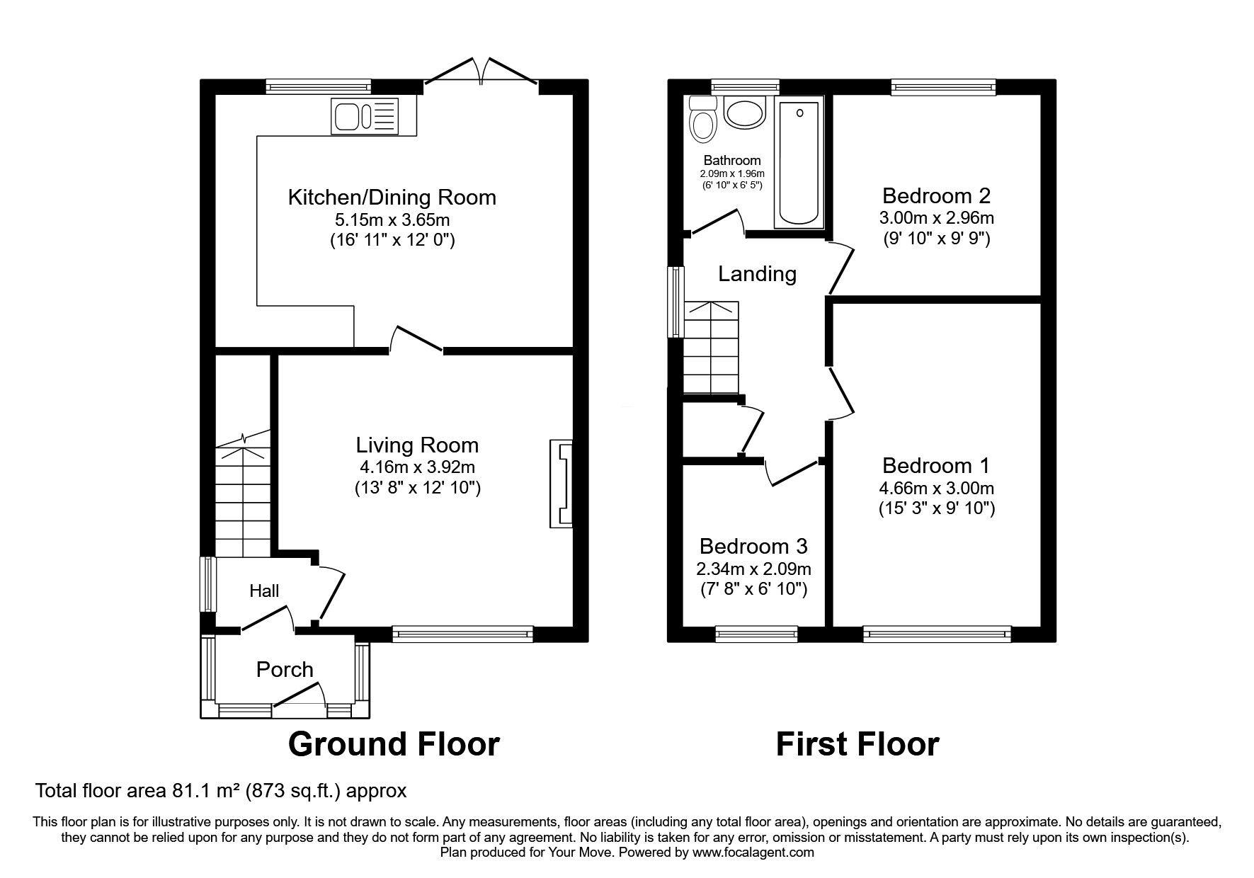 Floorplan of 3 bedroom Semi Detached House for sale, Normandy Crescent, Radcliffe, Manchester, M26