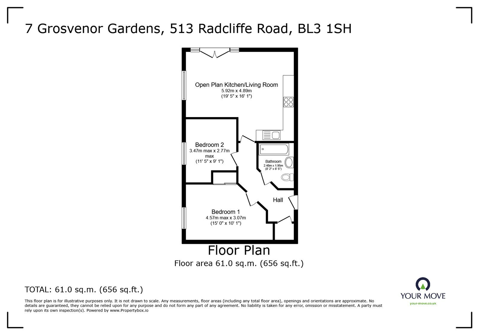 Floorplan of 2 bedroom  Flat for sale, Radcliffe Road, Bolton, Greater Manchester, BL3