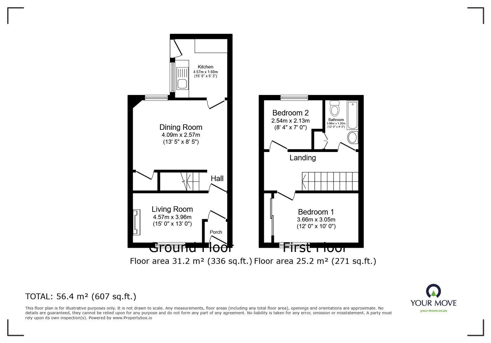 Floorplan of 2 bedroom Mid Terrace House to rent, Victoria Street, Radcliffe, Greater Manchester, M26