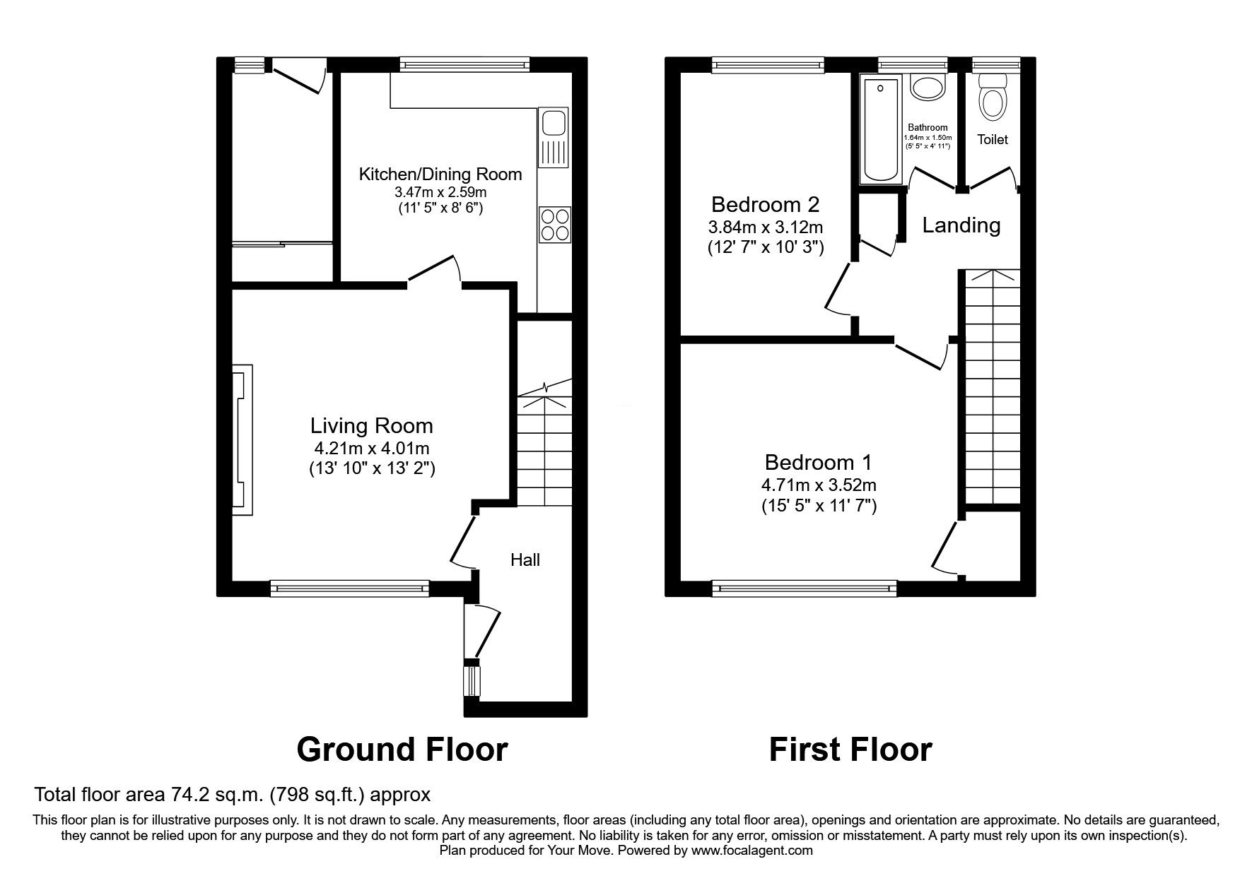 Floorplan of 2 bedroom Mid Terrace House for sale, Countess Lane, Radcliffe, Greater Manchester, M26