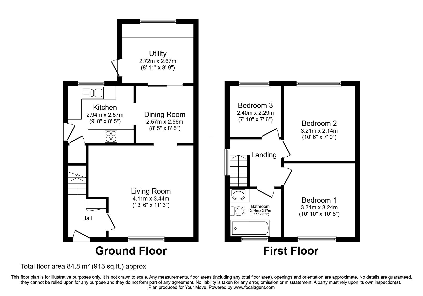 Floorplan of 3 bedroom Semi Detached House for sale, Wilton Gardens, Radcliffe, Greater Manchester, M26