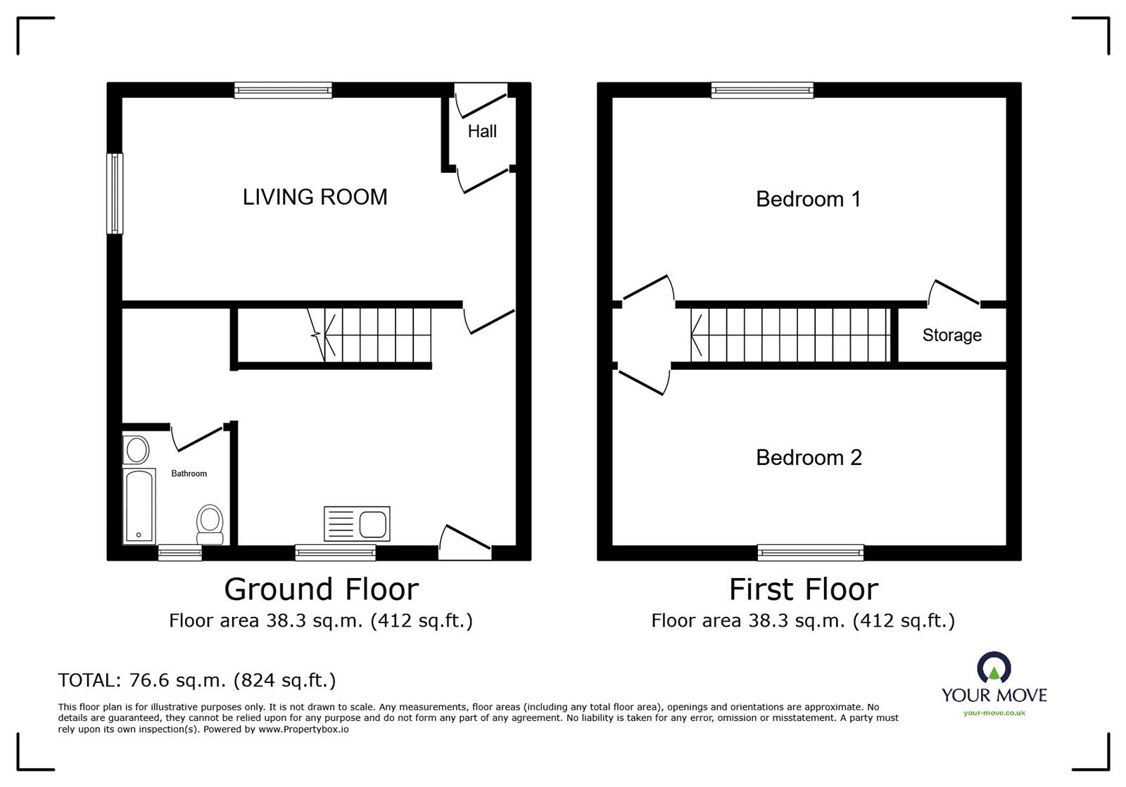 Floorplan of 2 bedroom Mid Terrace House for sale, Eton Hill Road, Radcliffe, Greater Manchester, M26