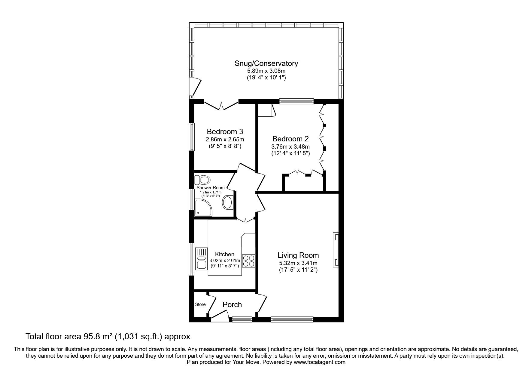 Floorplan of 2 bedroom Semi Detached Bungalow for sale, Turks Road, Radcliffe, Greater Manchester, M26