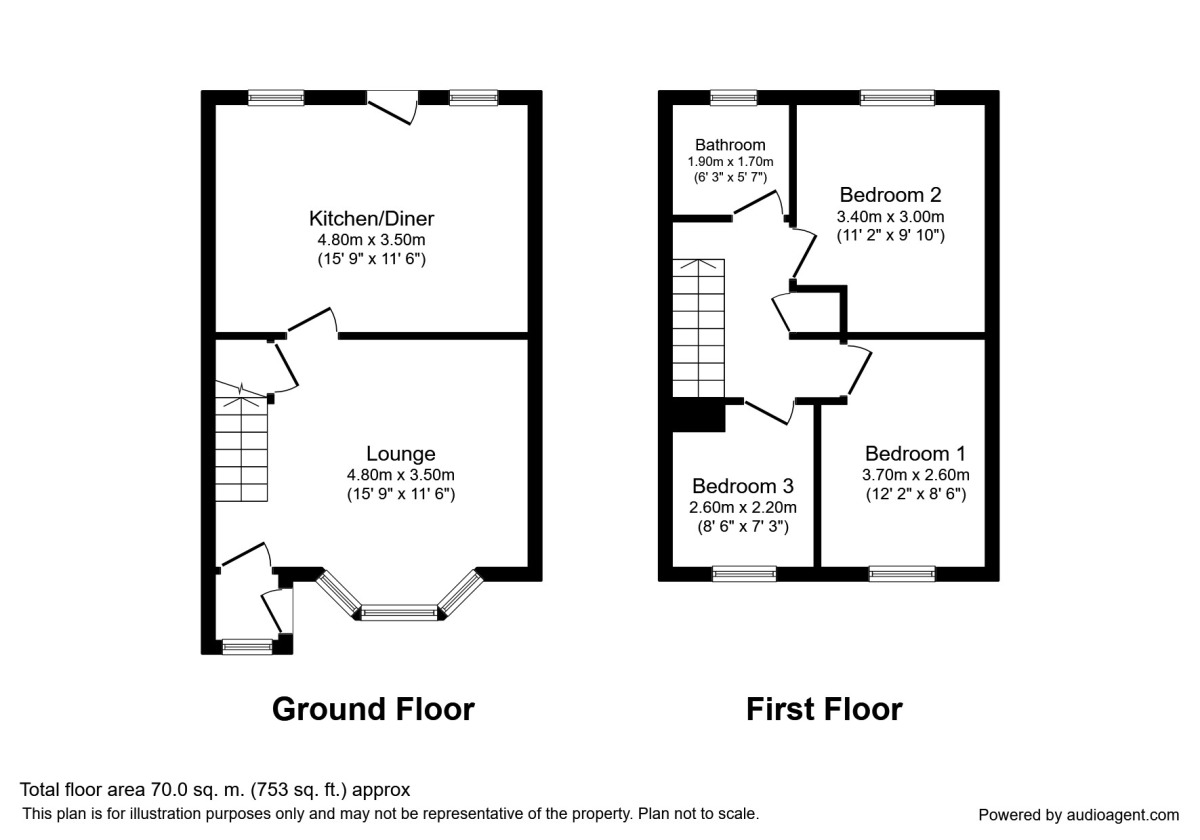 Floorplan of 3 bedroom Mid Terrace House to rent, Macklands Way, Rainham, Kent, ME8