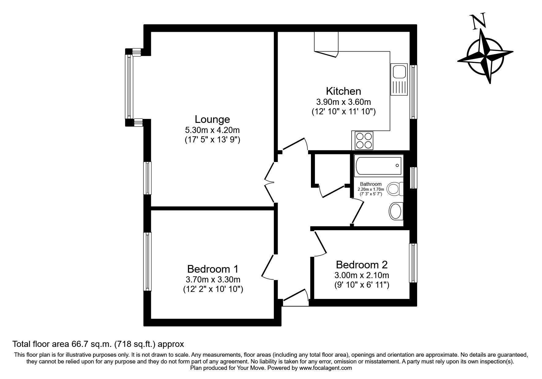 Floorplan of 2 bedroom  Flat for sale, Bond Road, Gillingham, Kent, ME8