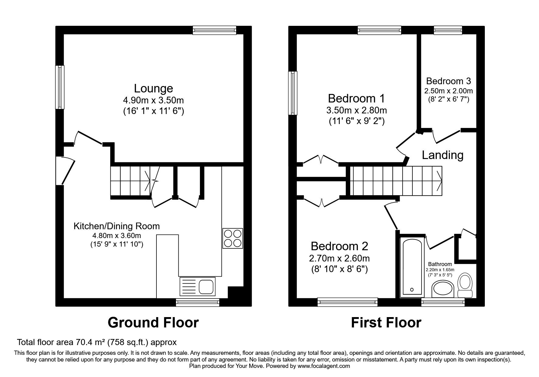 Floorplan of 3 bedroom End Terrace House for sale, Wheatcroft Grove, Rainham, Kent, ME8