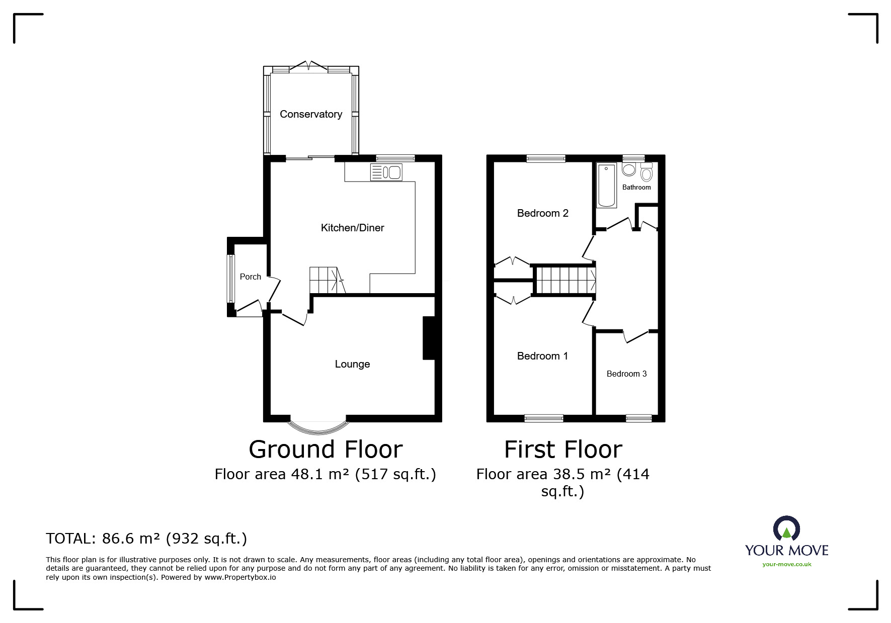 Floorplan of 3 bedroom End Terrace House for sale, Mierscourt Road, Rainham, Kent, ME8