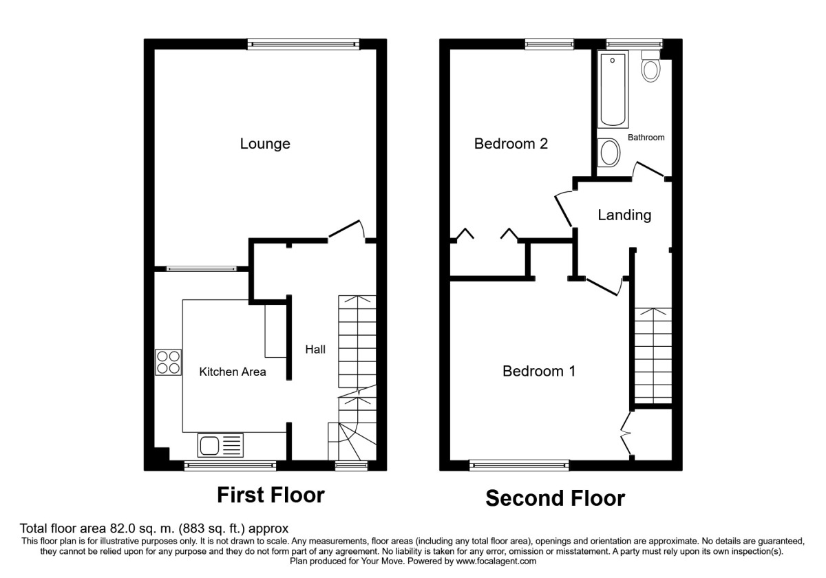 Floorplan of 2 bedroom Mid Terrace Flat for sale, Maplins Close, Rainham, Kent, ME8