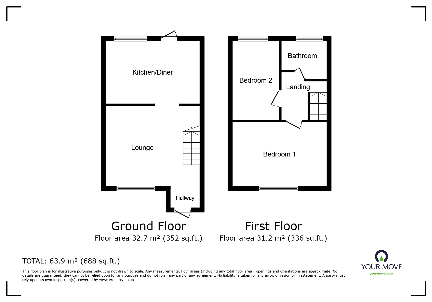 Floorplan of 2 bedroom Mid Terrace House for sale, Bishop Lane, Upchurch, Kent, ME9