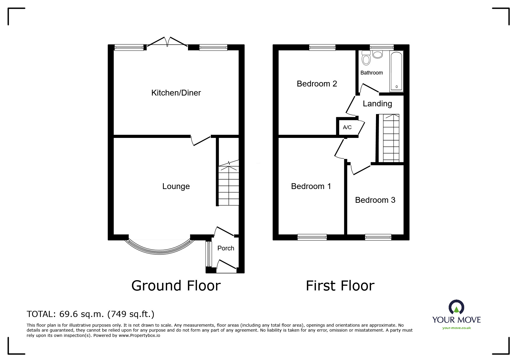 Floorplan of 3 bedroom Mid Terrace House for sale, Lambourne Place, Rainham, Kent, ME8