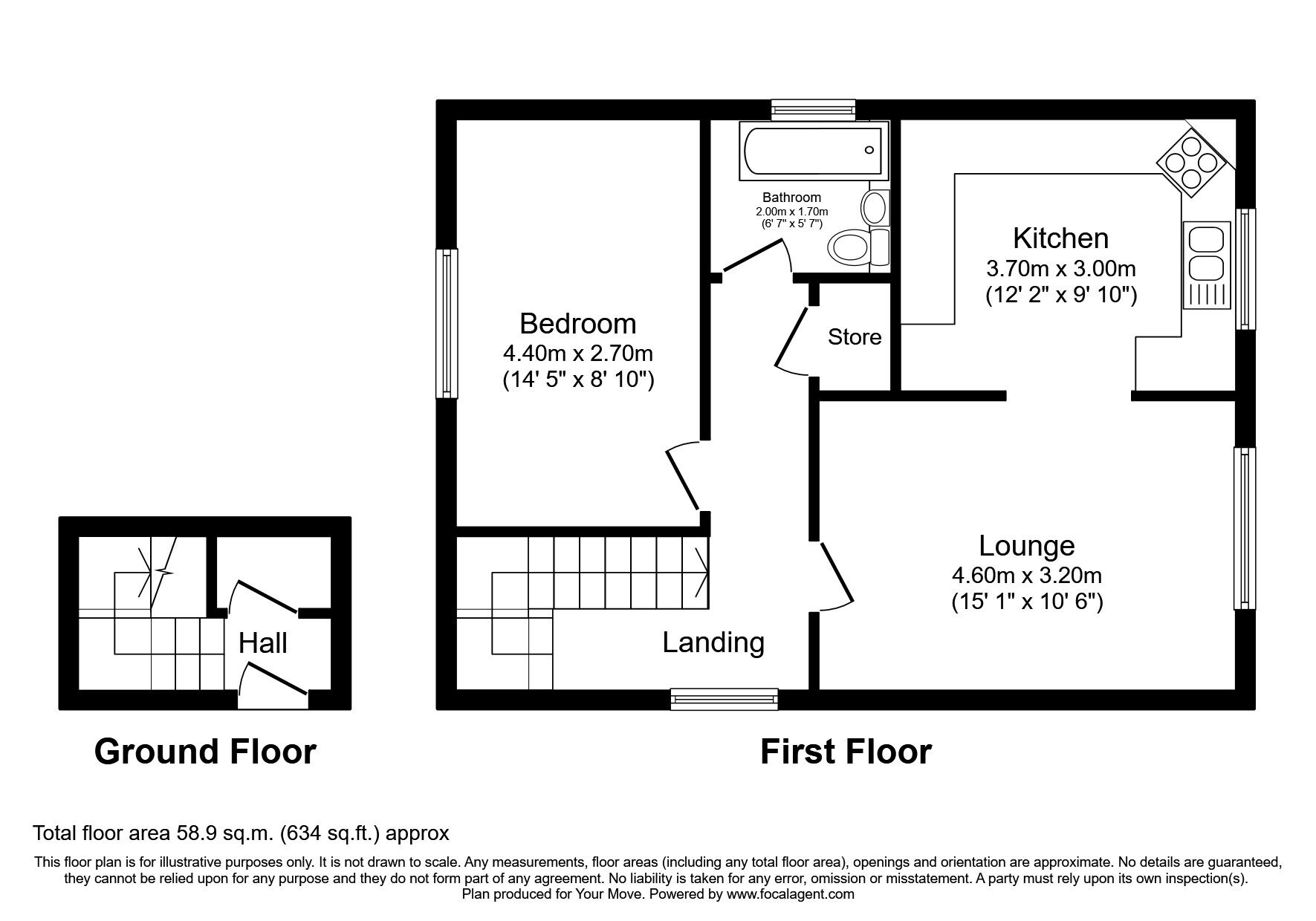 Floorplan of 1 bedroom  Flat for sale, Walsingham Close, Rainham, Kent, ME8