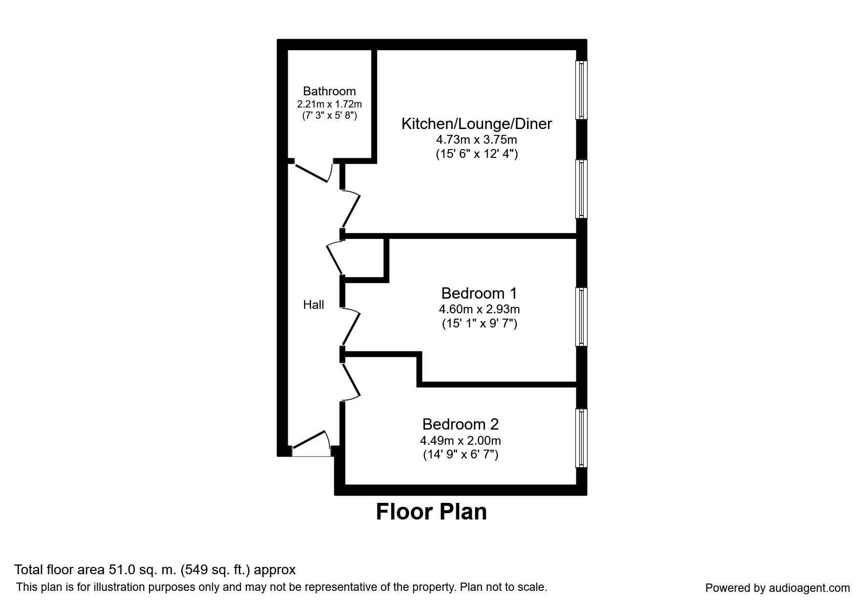 Floorplan of 2 bedroom  Flat to rent, High Street, Rochester, Kent, ME1