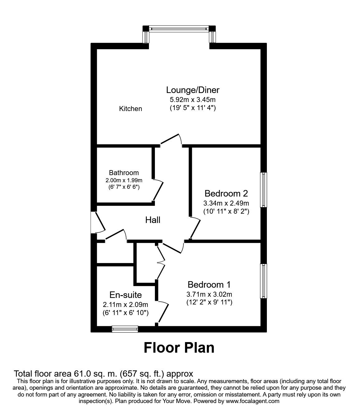 Floorplan of 2 bedroom  Flat to rent, Glimmer Way, Wainscott, Kent, ME3