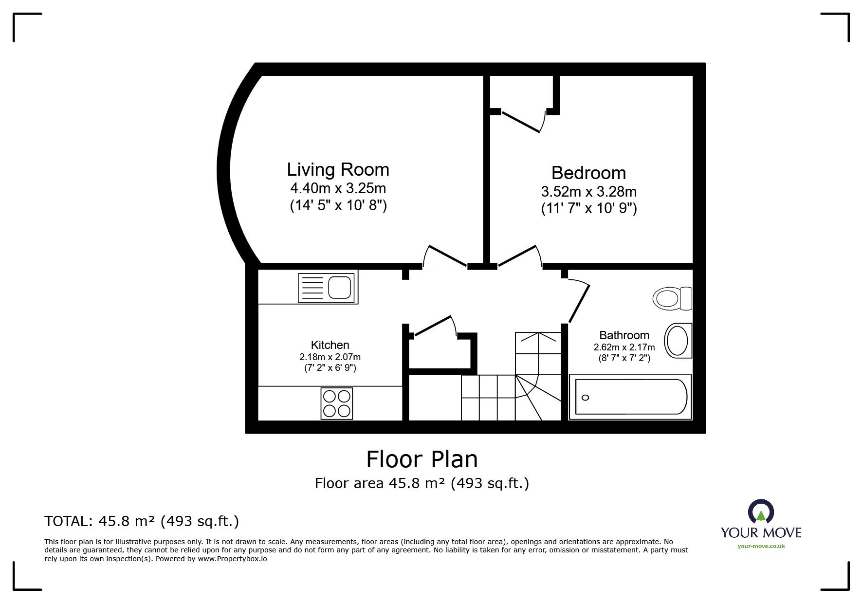 Floorplan of 1 bedroom  Flat to rent, Montfort Road, Rochester, Kent, ME2