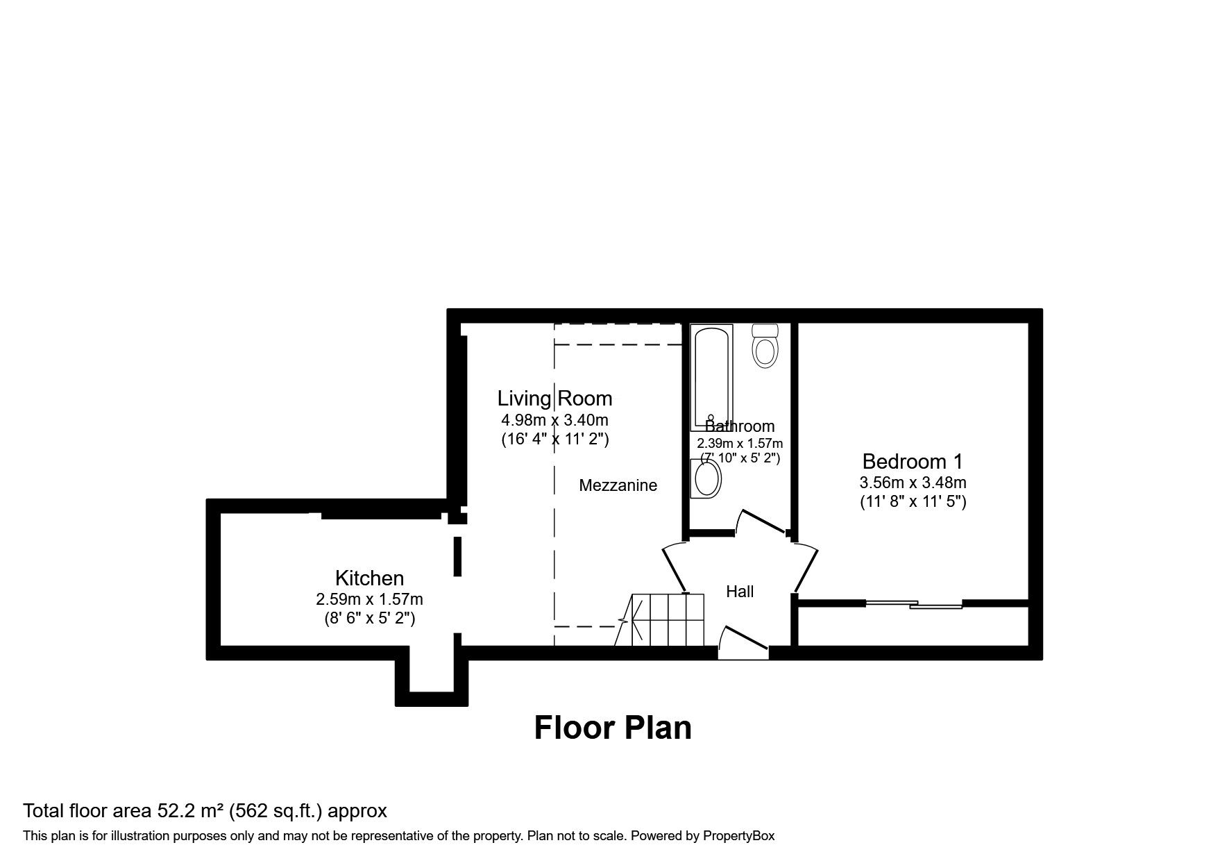 Floorplan of 1 bedroom  Flat to rent, Bishops Walk, Rochester, Kent, ME1