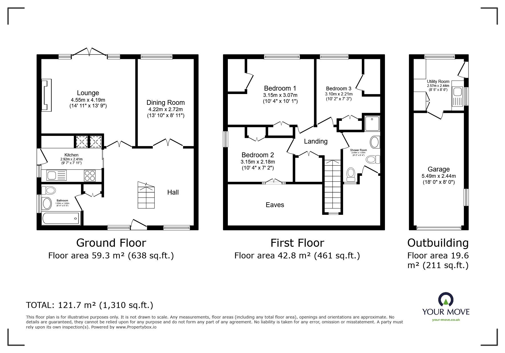 Floorplan of 3 bedroom Detached Bungalow for sale, Mansel Drive, Rochester, Medway, ME1