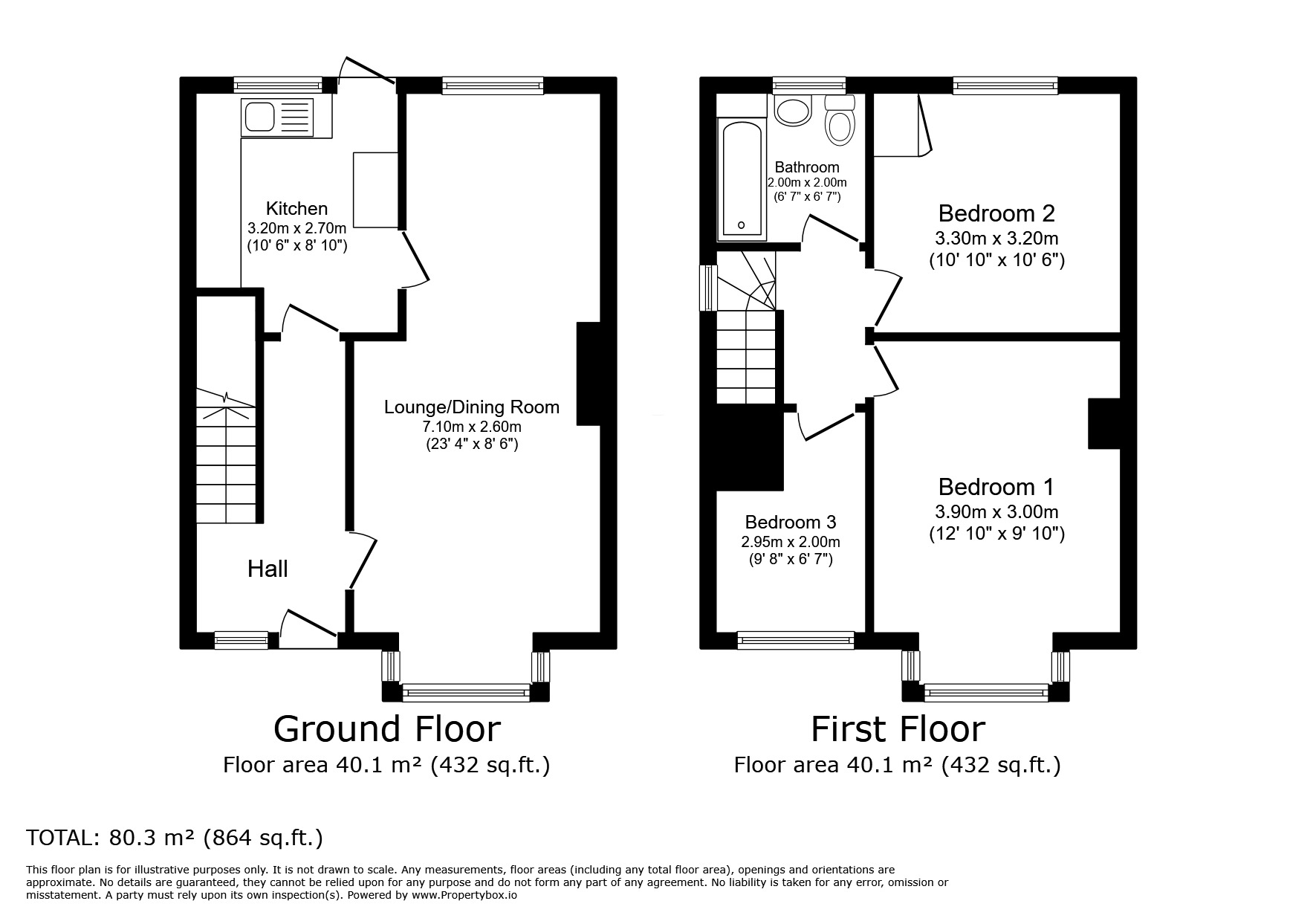 Floorplan of 3 bedroom Semi Detached House to rent, Windmill Street, Rochester, Kent, ME2