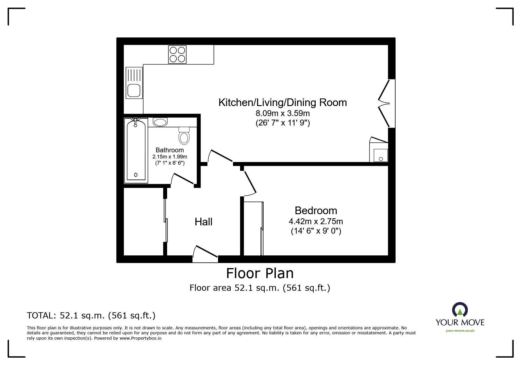 Floorplan of 1 bedroom  Flat to rent, Glenway Road, Rochester, Kent, ME1