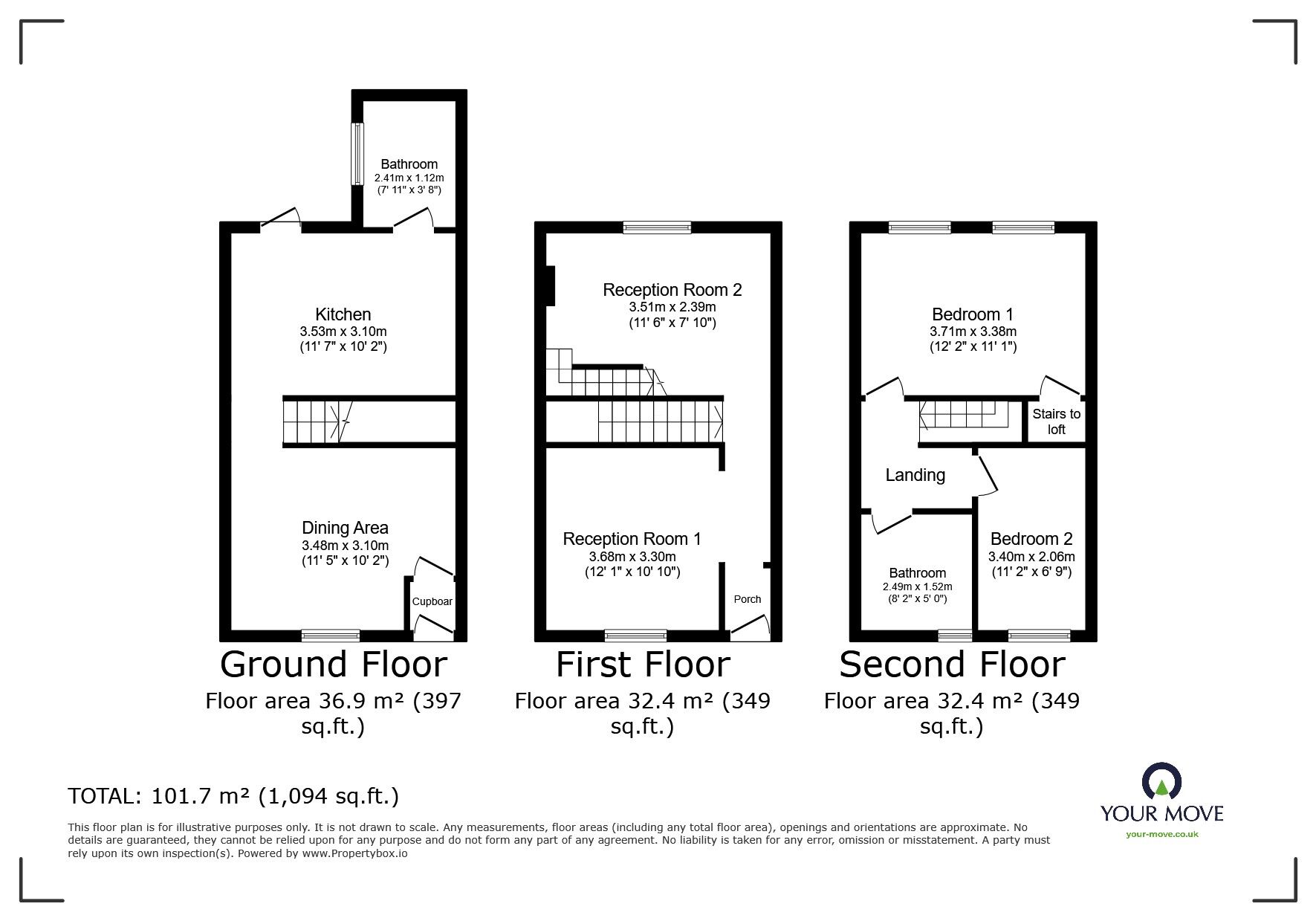 Floorplan of 2 bedroom Mid Terrace House for sale, St. Peter Street, Rochester, Kent, ME1