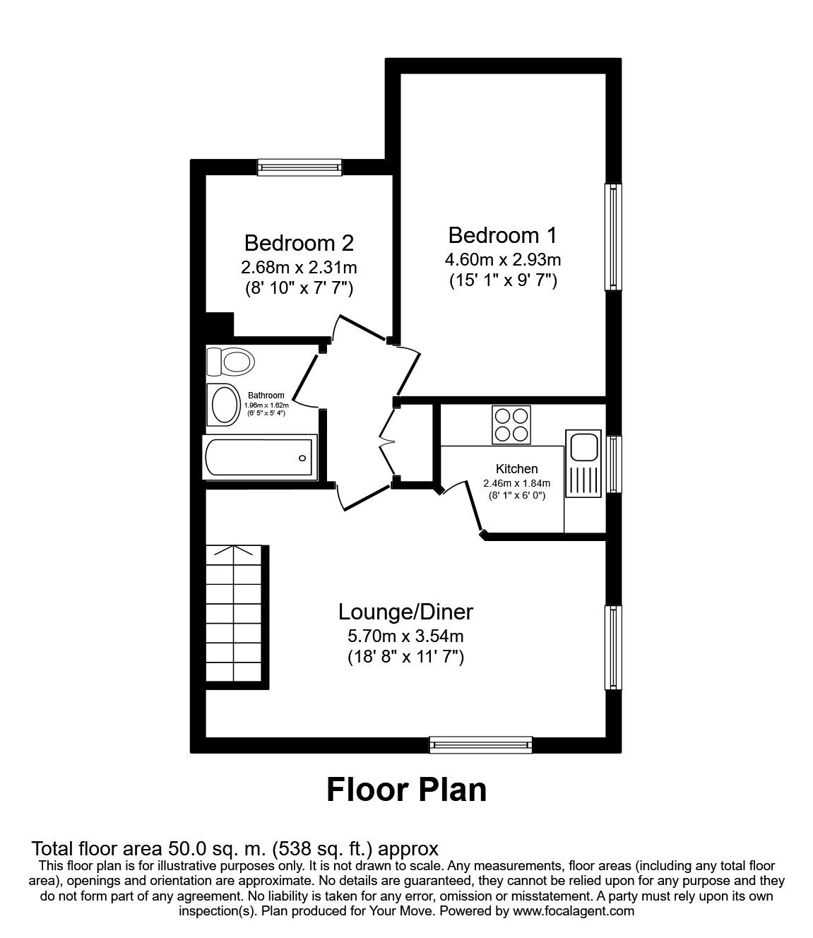 Floorplan of 2 bedroom  Flat for sale, Wilson Avenue, Rochester, Kent, ME1