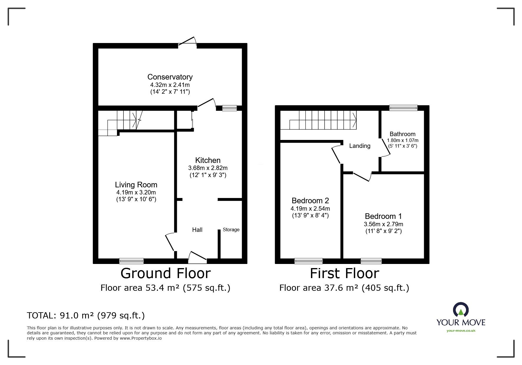 Floorplan of 2 bedroom Mid Terrace House for sale, Maidstone Road, Rochester, Kent, ME1