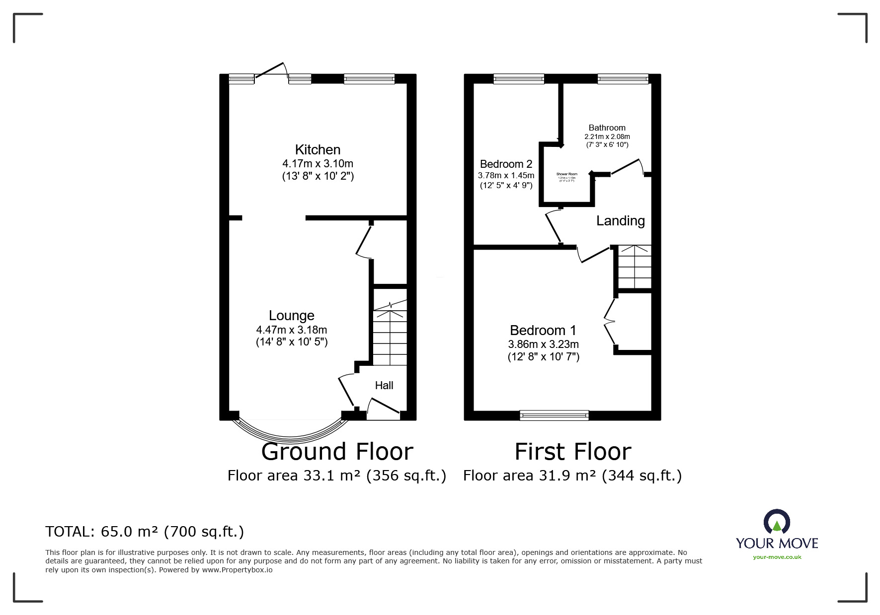 Floorplan of 2 bedroom Mid Terrace House for sale, Chester Close, Rochester, Kent, ME2