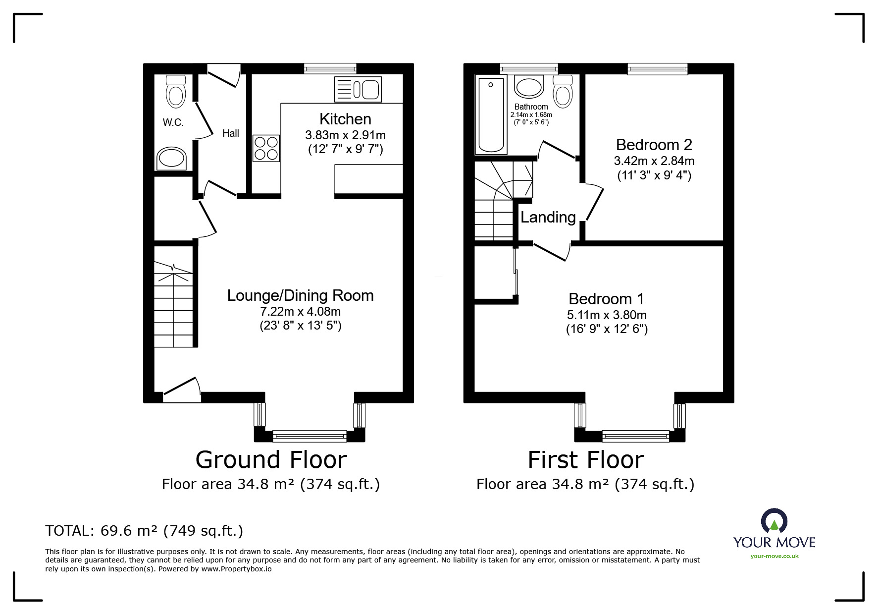 Floorplan of 2 bedroom Semi Detached House to rent, Village Road, Wouldham, Kent, ME1