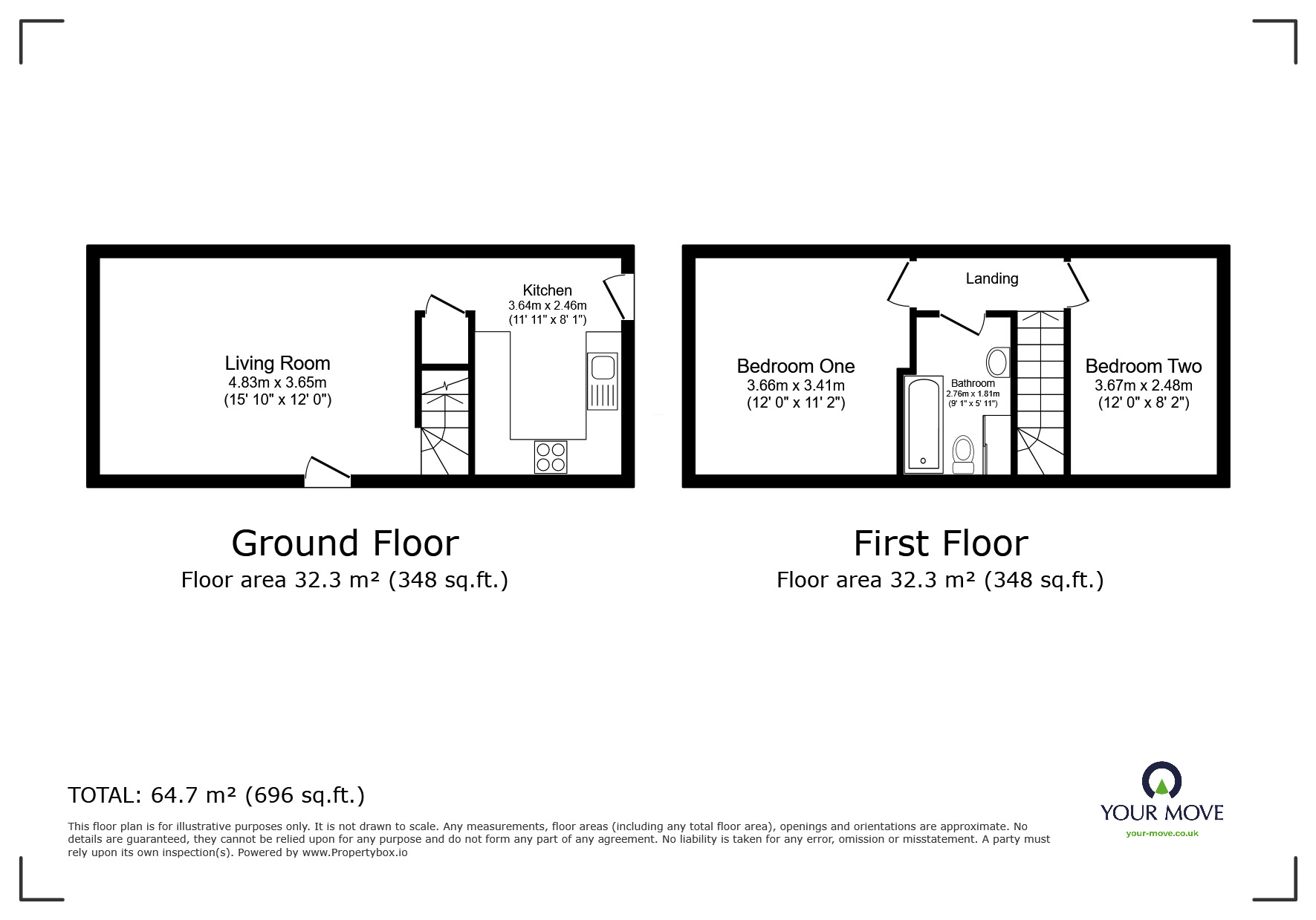 Floorplan of 2 bedroom Semi Detached House to rent, Tintagel Gardens, Rochester, Kent, ME2