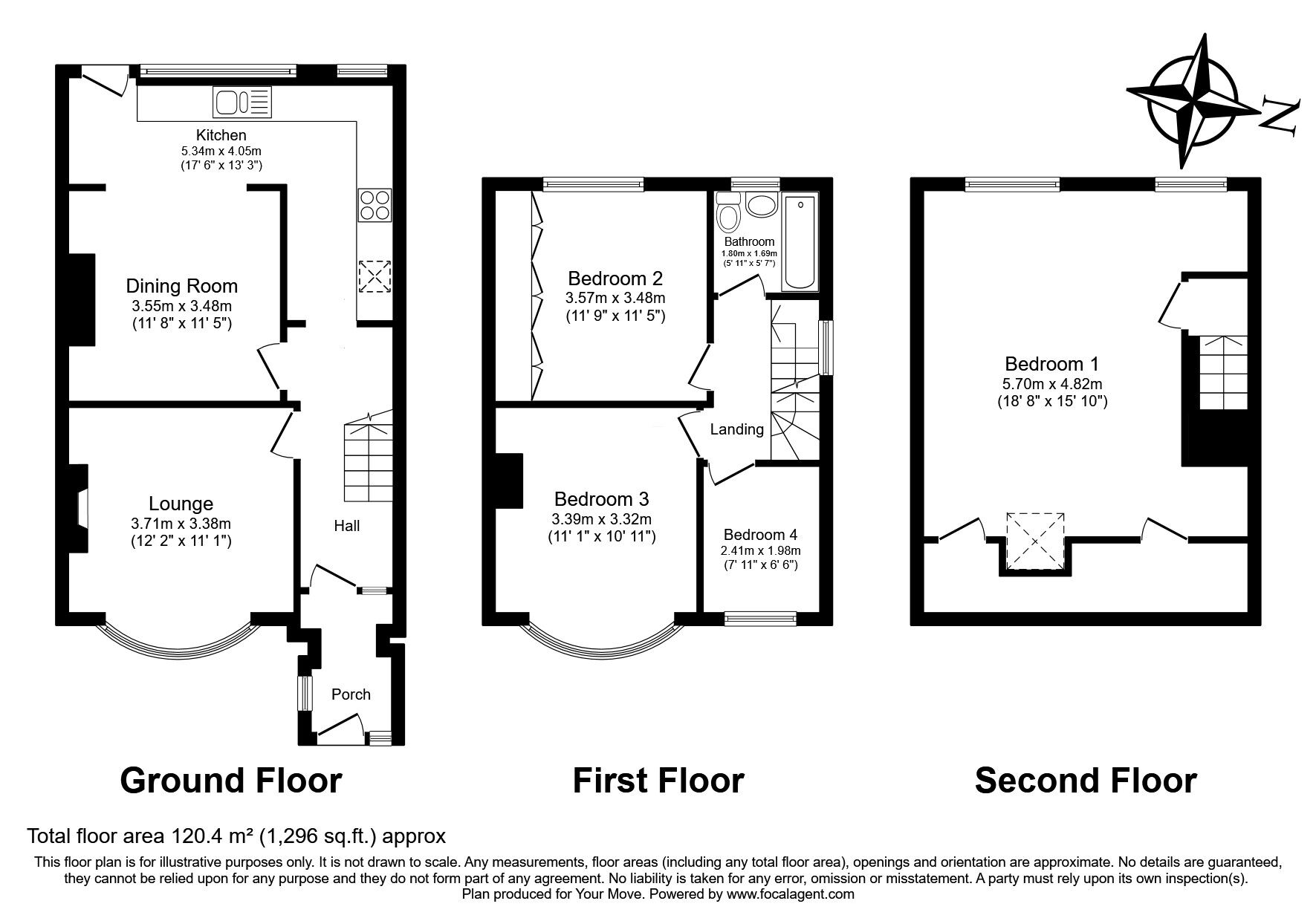 Floorplan of 4 bedroom Mid Terrace House for sale, Howard Avenue, Rochester, Kent, ME1