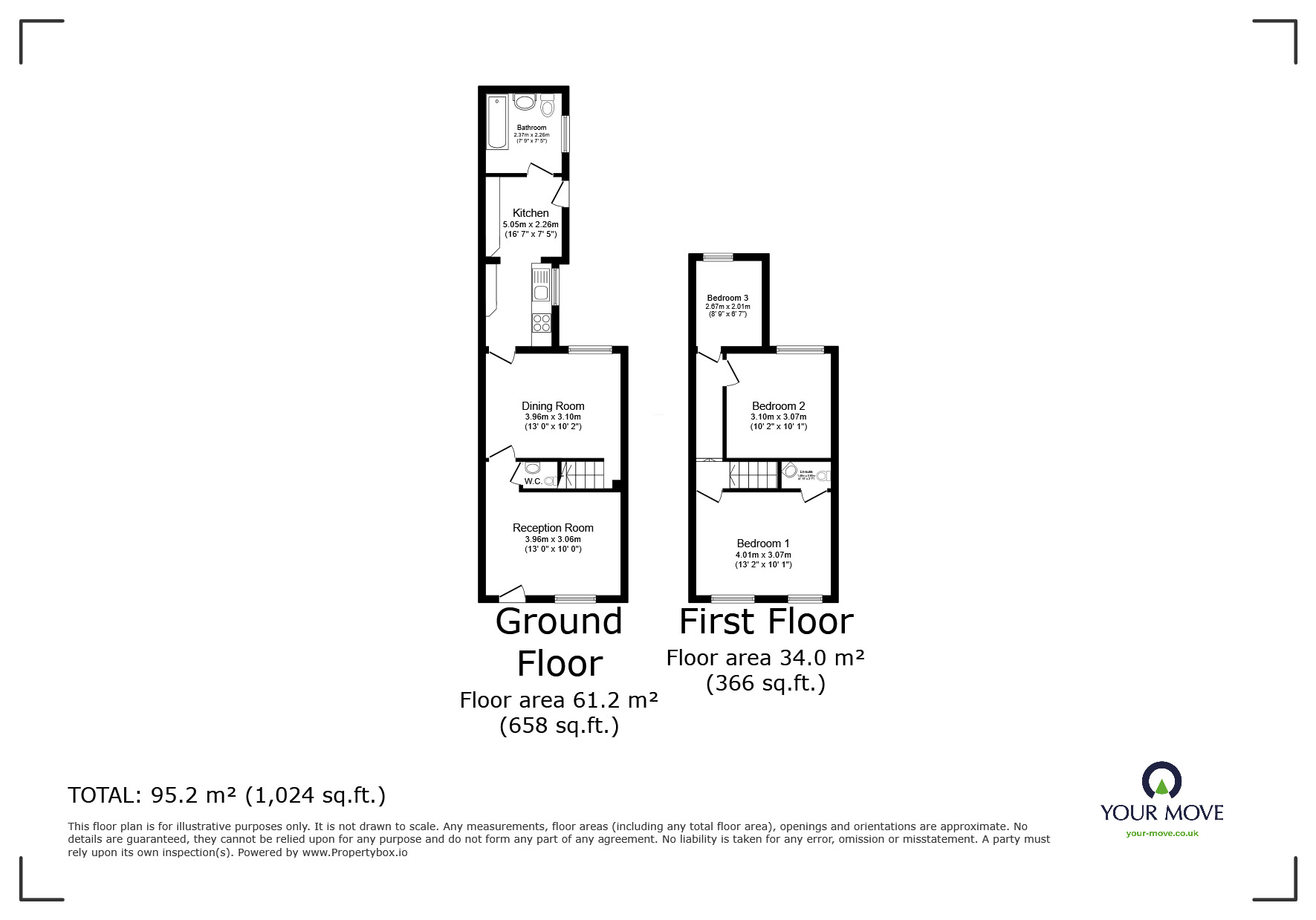 Floorplan of 3 bedroom Mid Terrace House to rent, Wykeham Street, Strood, Kent, ME2