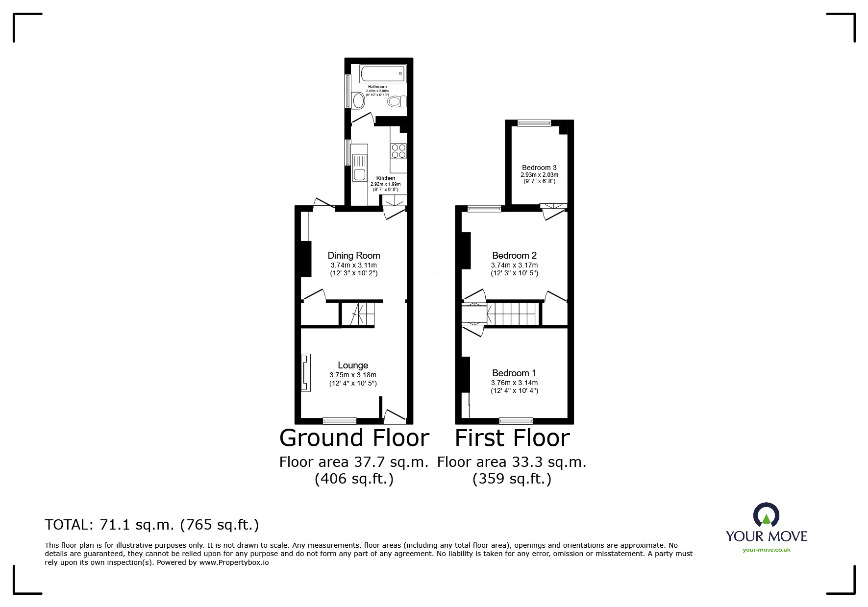 Floorplan of 3 bedroom Mid Terrace House to rent, Wykeham Street, Rochester, Kent, ME2