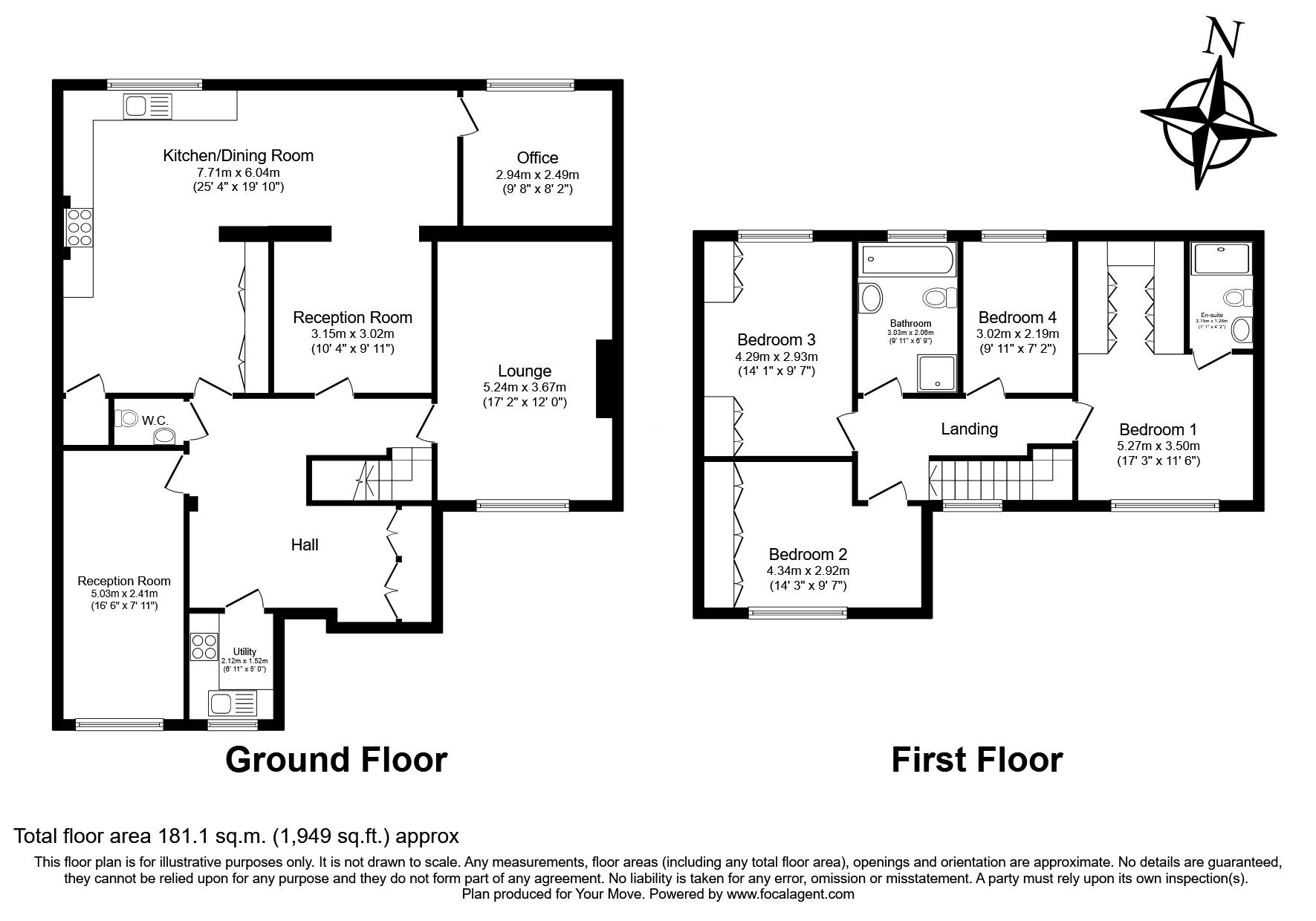 Floorplan of 4 bedroom Detached House for sale, Crutches Lane, Rochester, Kent, ME2