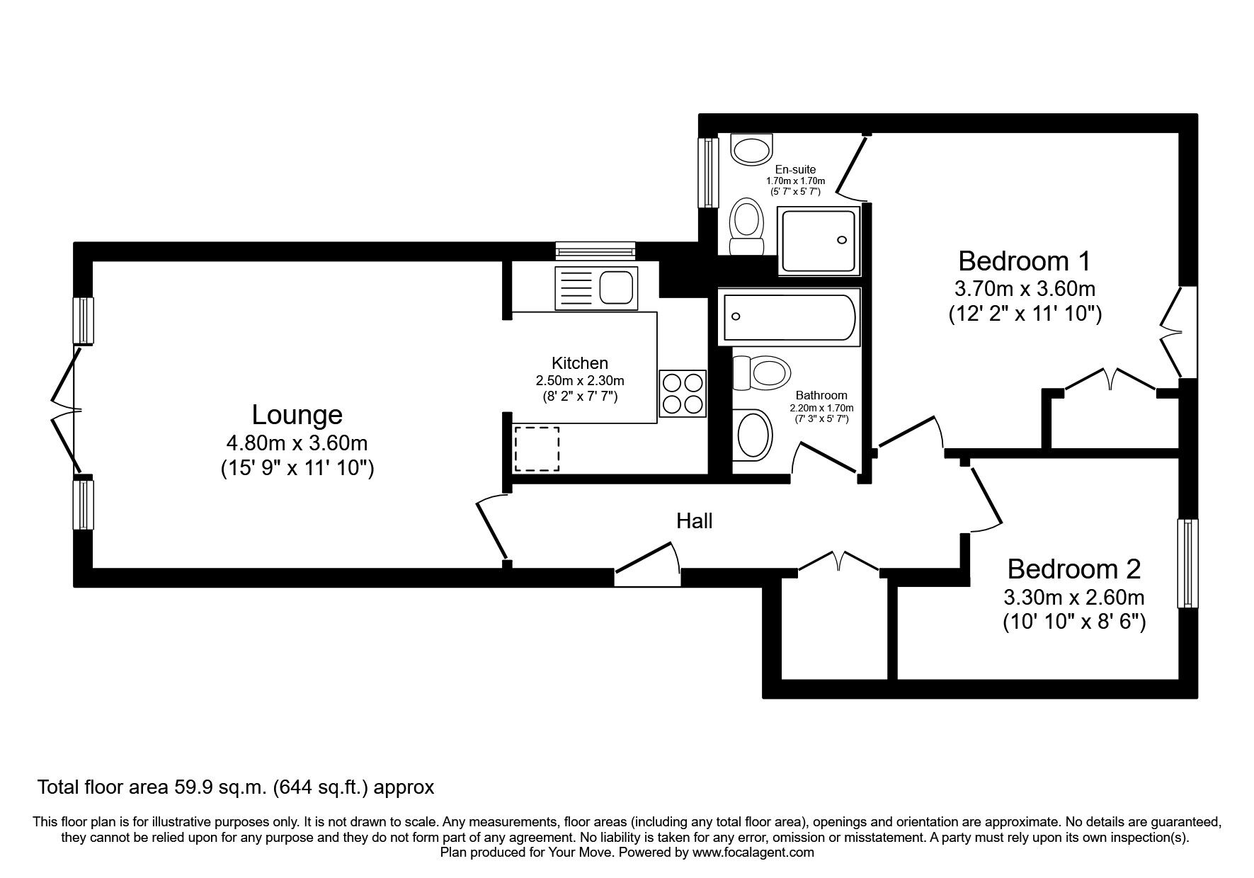 Floorplan of 2 bedroom  Flat for sale, Hamilton Court, Fennel Close, Kent, ME1