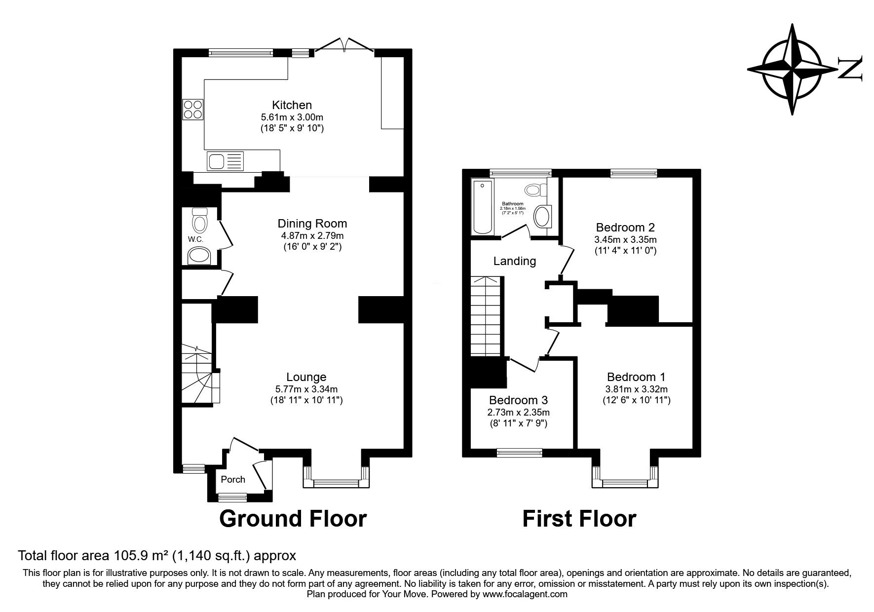 Floorplan of 3 bedroom Semi Detached House for sale, Carnation Road, Rochester, Kent, ME2