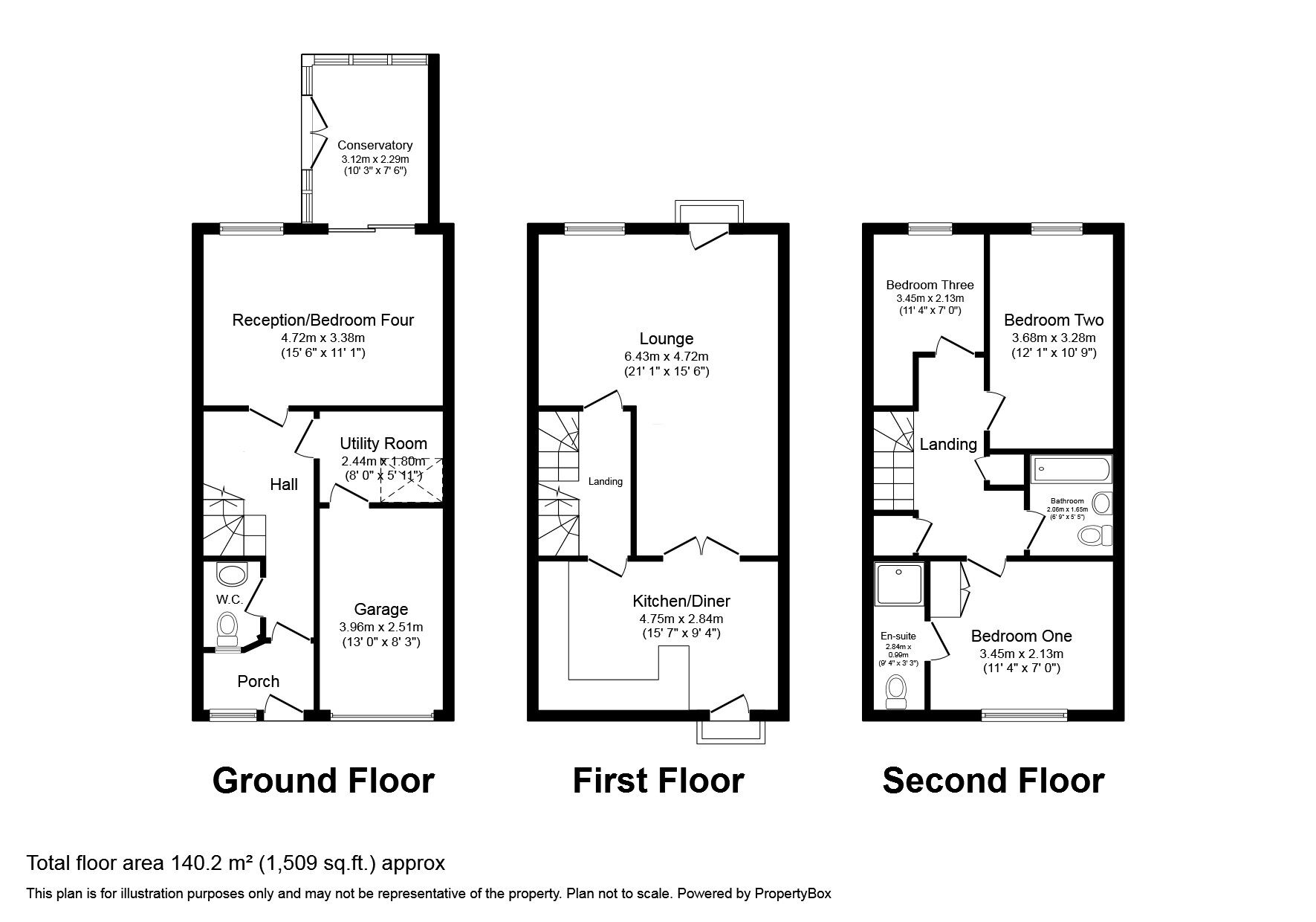 Floorplan of 4 bedroom Mid Terrace House for sale, Fennel Close, Rochester, Kent, ME1